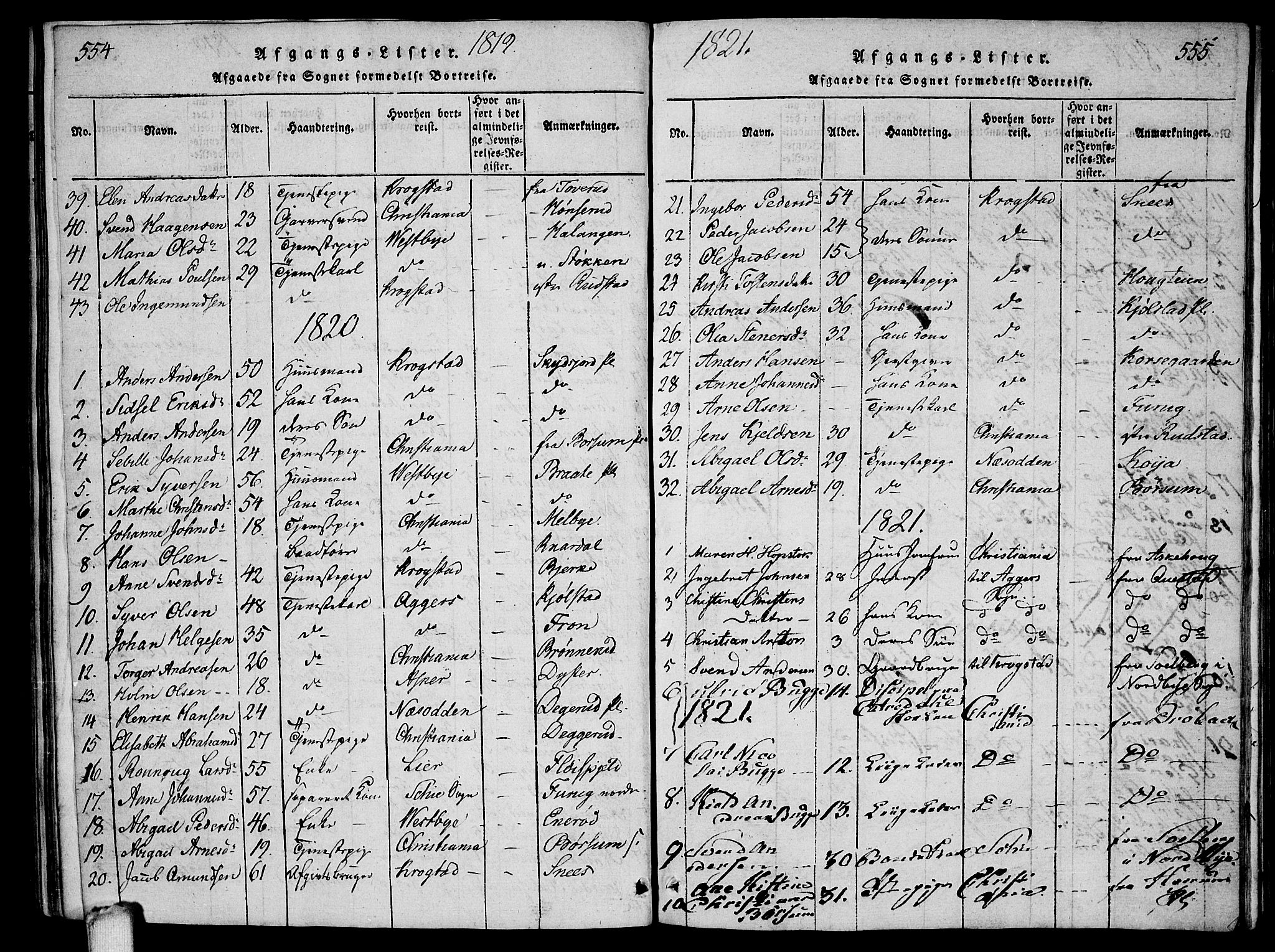 Ås prestekontor Kirkebøker, AV/SAO-A-10894/F/Fa/L0004: Parish register (official) no. I 4, 1818-1826, p. 554-555