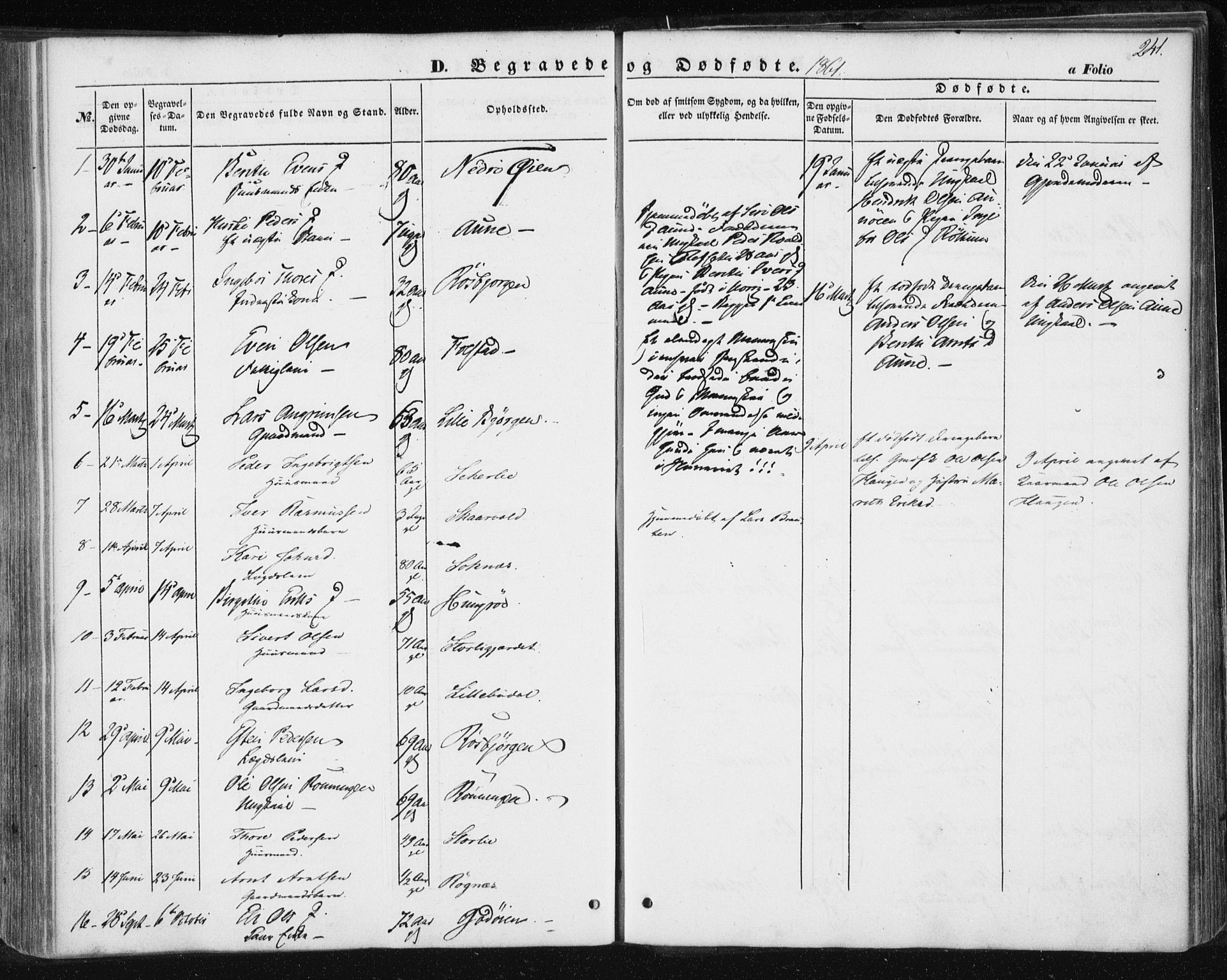 Ministerialprotokoller, klokkerbøker og fødselsregistre - Sør-Trøndelag, SAT/A-1456/687/L1000: Parish register (official) no. 687A06, 1848-1869, p. 241
