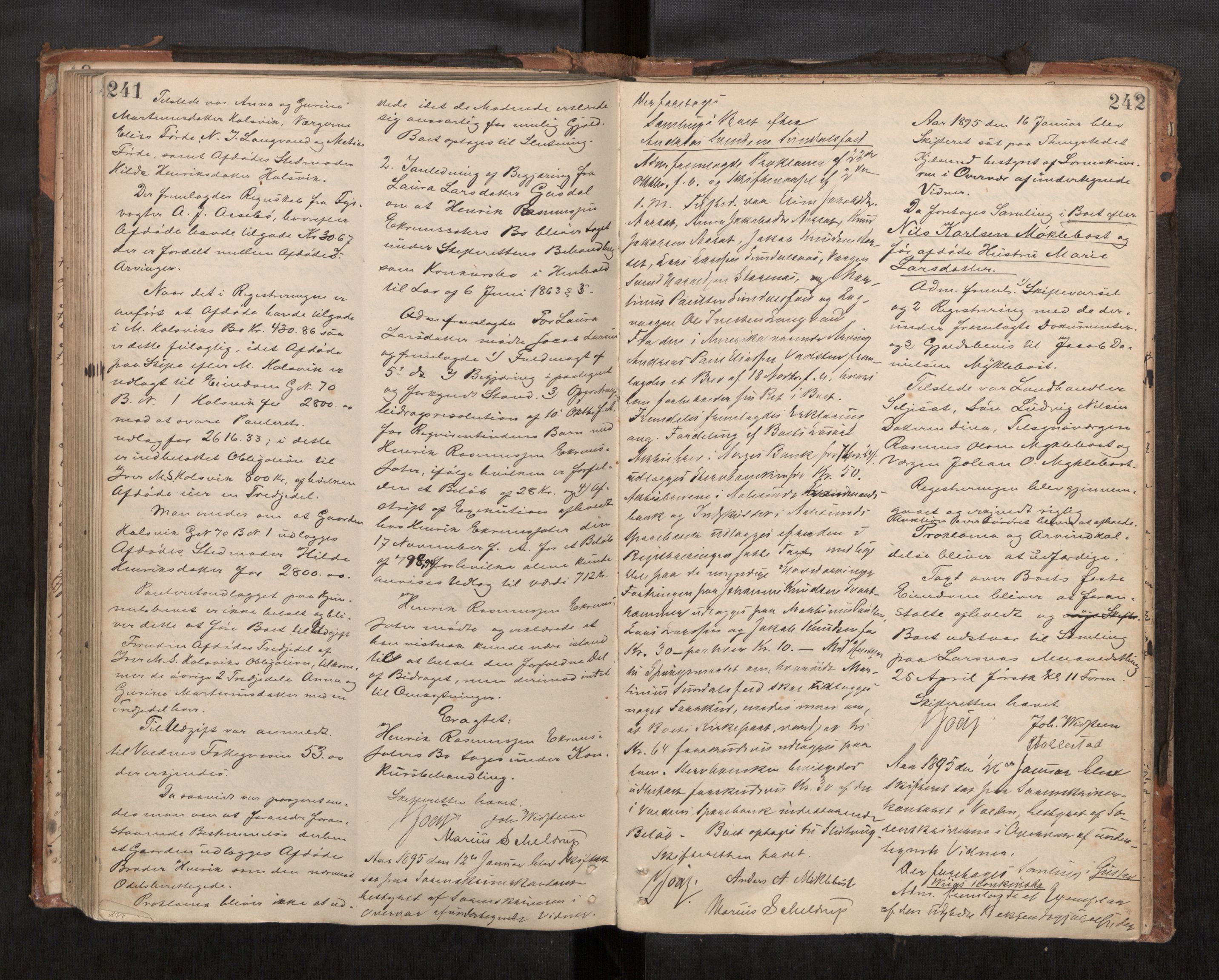 Søre Sunnmøre sorenskriveri, AV/SAT-A-4122/1/3/3B/L0006: Skiftebehandlings- / Skifteforhandlingsprotokollar, 1883-1895, p. 241-242