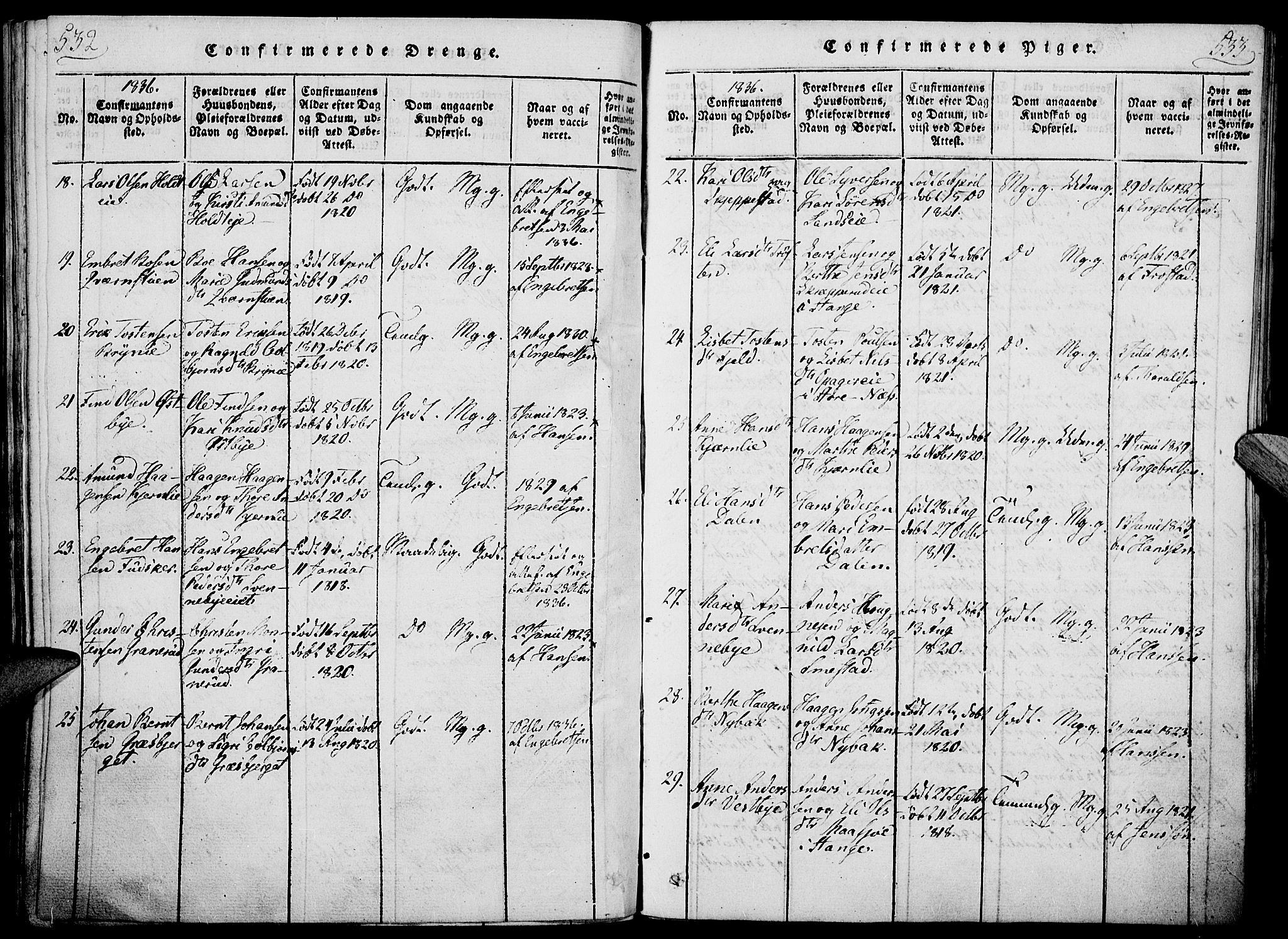 Nord-Odal prestekontor, AV/SAH-PREST-032/H/Ha/Haa/L0001: Parish register (official) no. 1, 1819-1838, p. 532-533