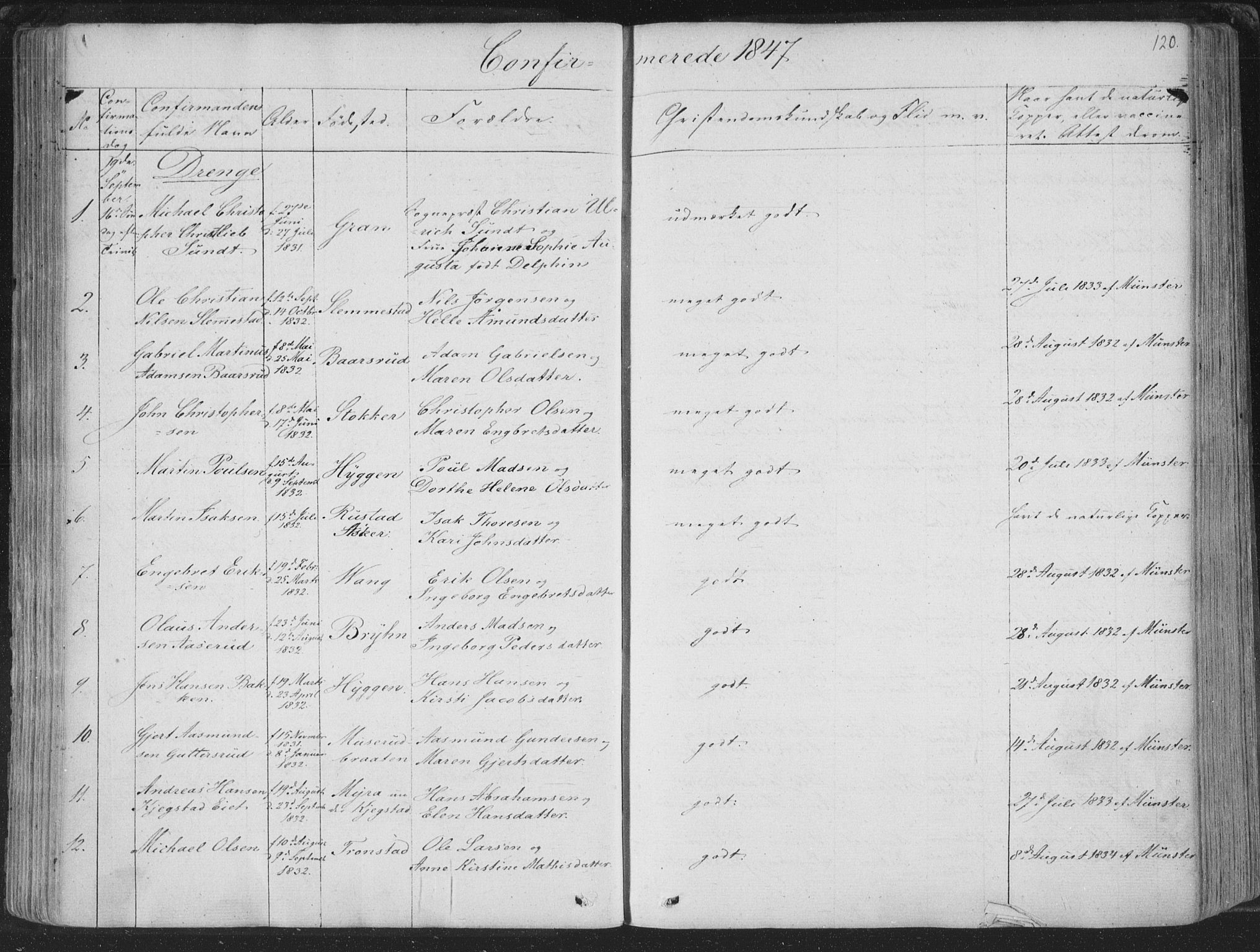 Røyken kirkebøker, AV/SAKO-A-241/F/Fa/L0005: Parish register (official) no. 5, 1833-1856, p. 120