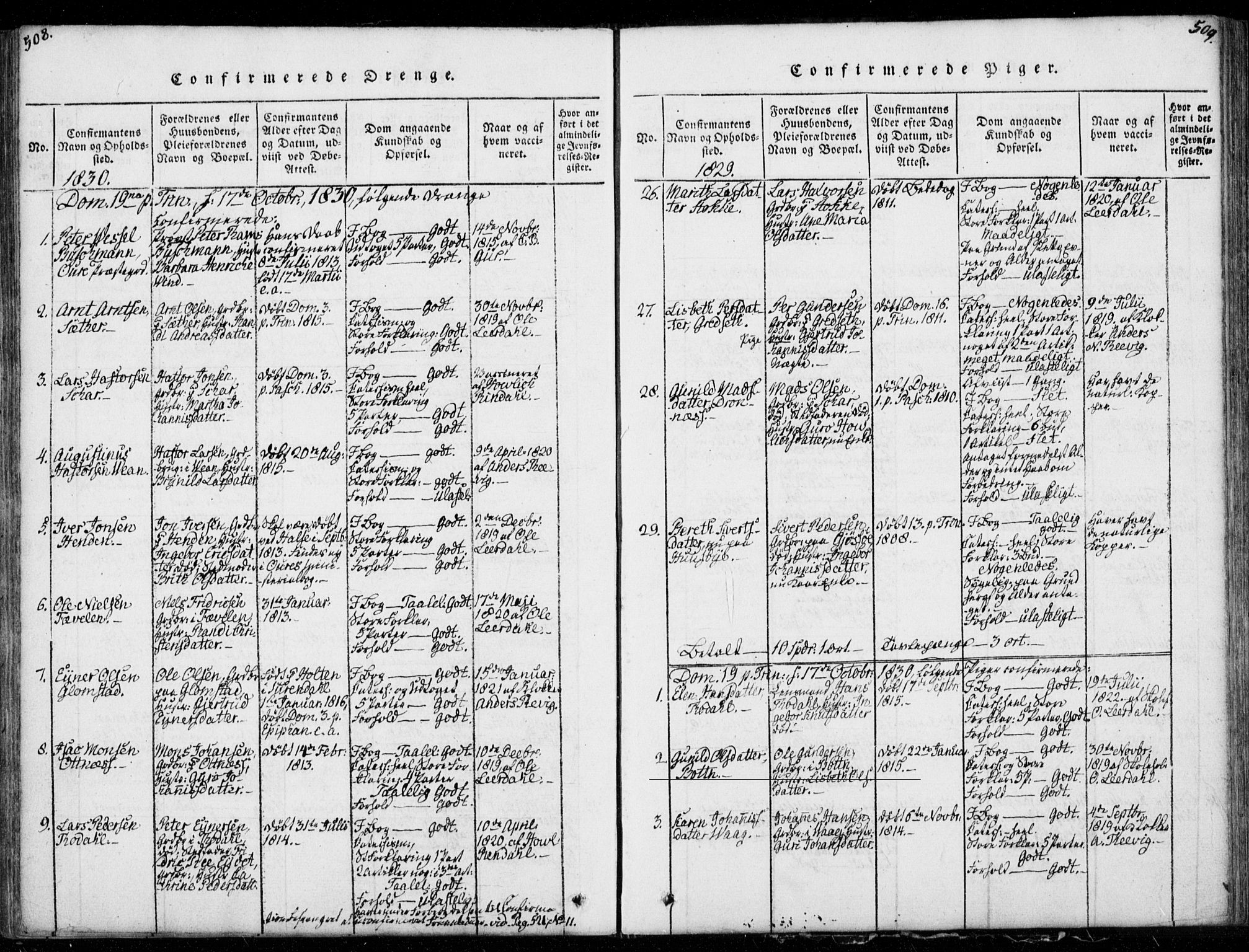 Ministerialprotokoller, klokkerbøker og fødselsregistre - Møre og Romsdal, AV/SAT-A-1454/578/L0903: Parish register (official) no. 578A02, 1819-1838, p. 508-509