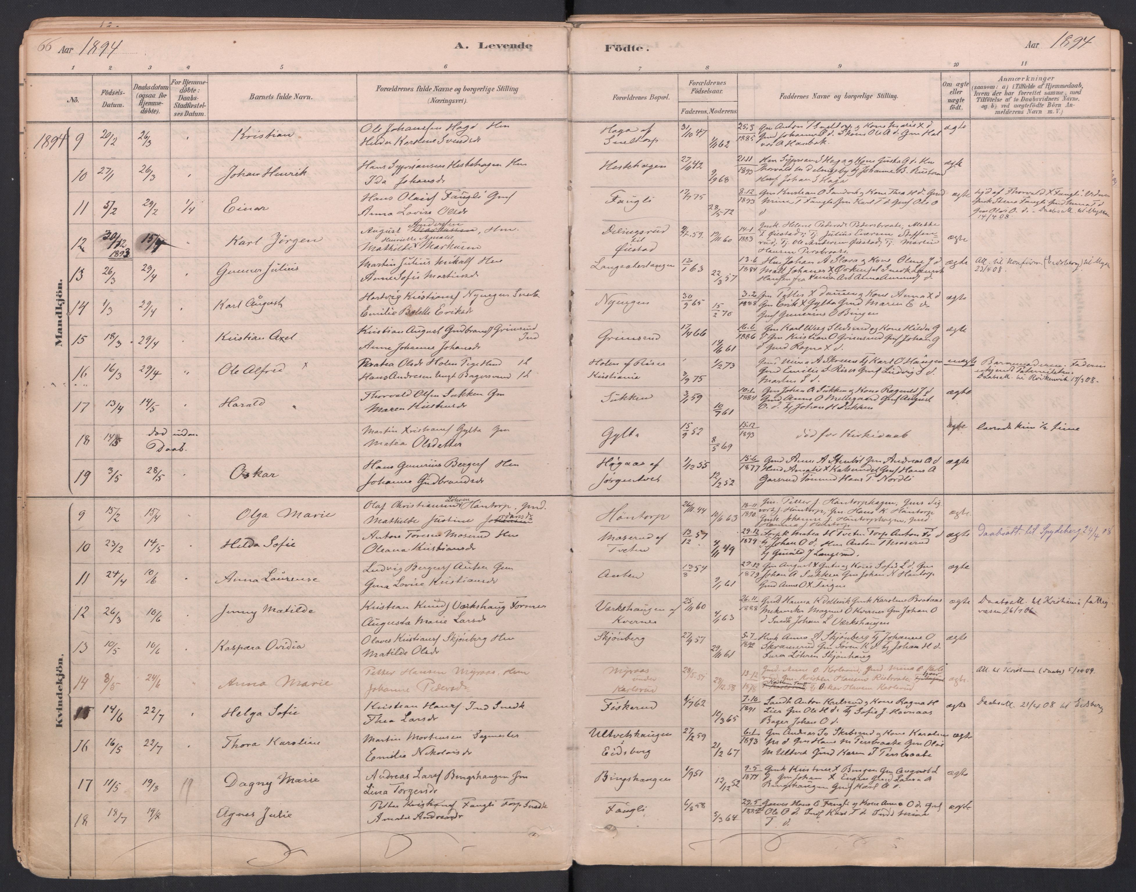 Trøgstad prestekontor Kirkebøker, AV/SAO-A-10925/F/Fa/L0010: Parish register (official) no. I 10, 1878-1898, p. 66