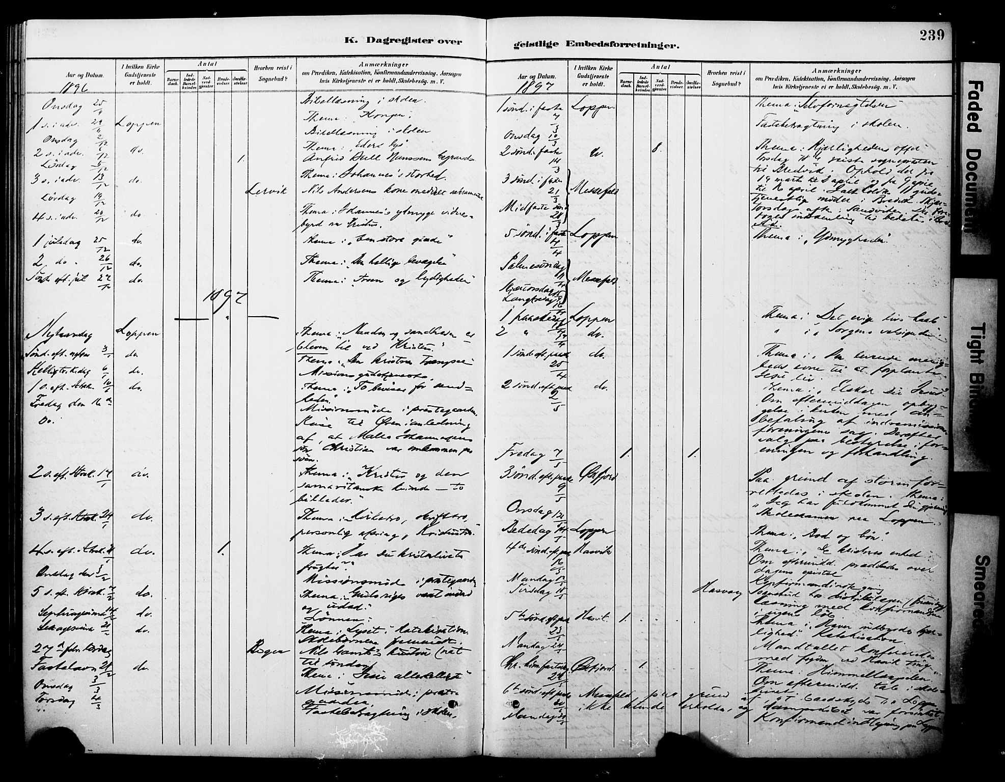 Loppa sokneprestkontor, SATØ/S-1339/H/Ha/L0008kirke: Parish register (official) no. 8, 1889-1907, p. 239