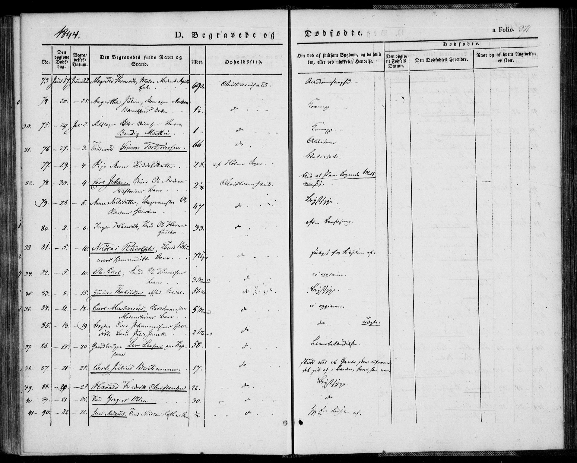 Kristiansand domprosti, SAK/1112-0006/F/Fa/L0013: Parish register (official) no. A 13, 1842-1851, p. 371