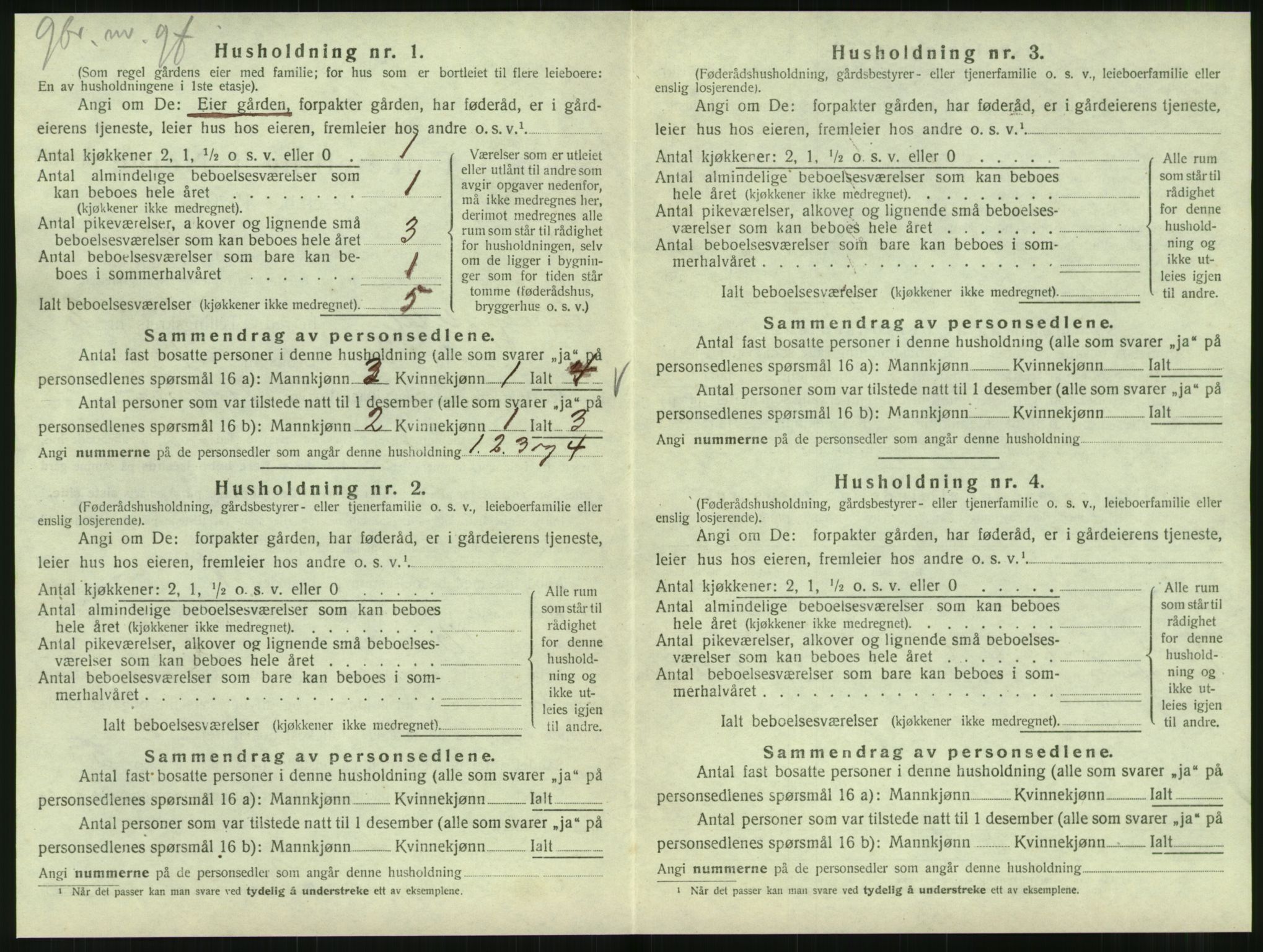 SAT, 1920 census for Hattfjelldal, 1920, p. 95