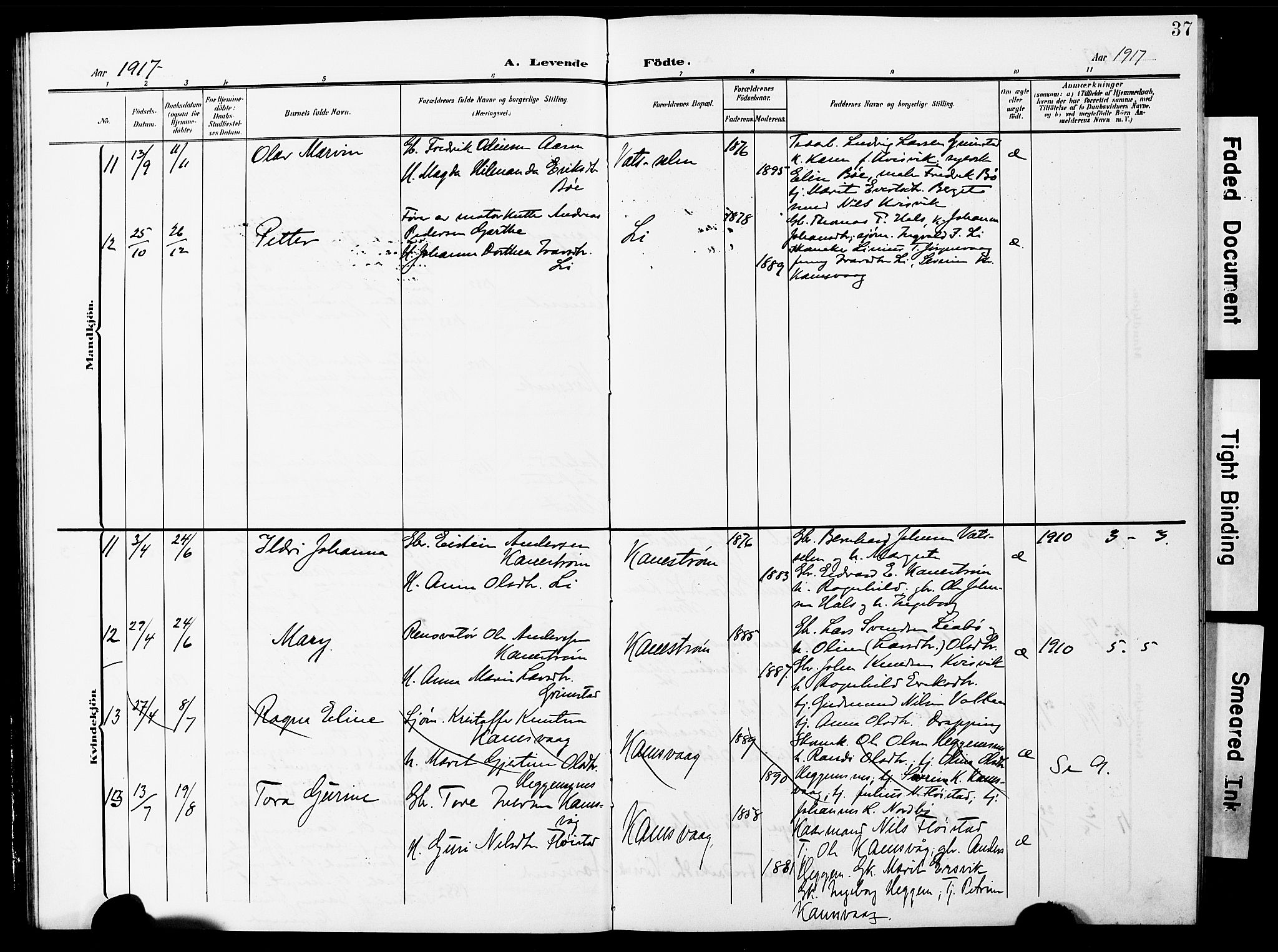 Ministerialprotokoller, klokkerbøker og fødselsregistre - Møre og Romsdal, AV/SAT-A-1454/587/L1001: Parish register (copy) no. 587C01, 1906-1927, p. 37