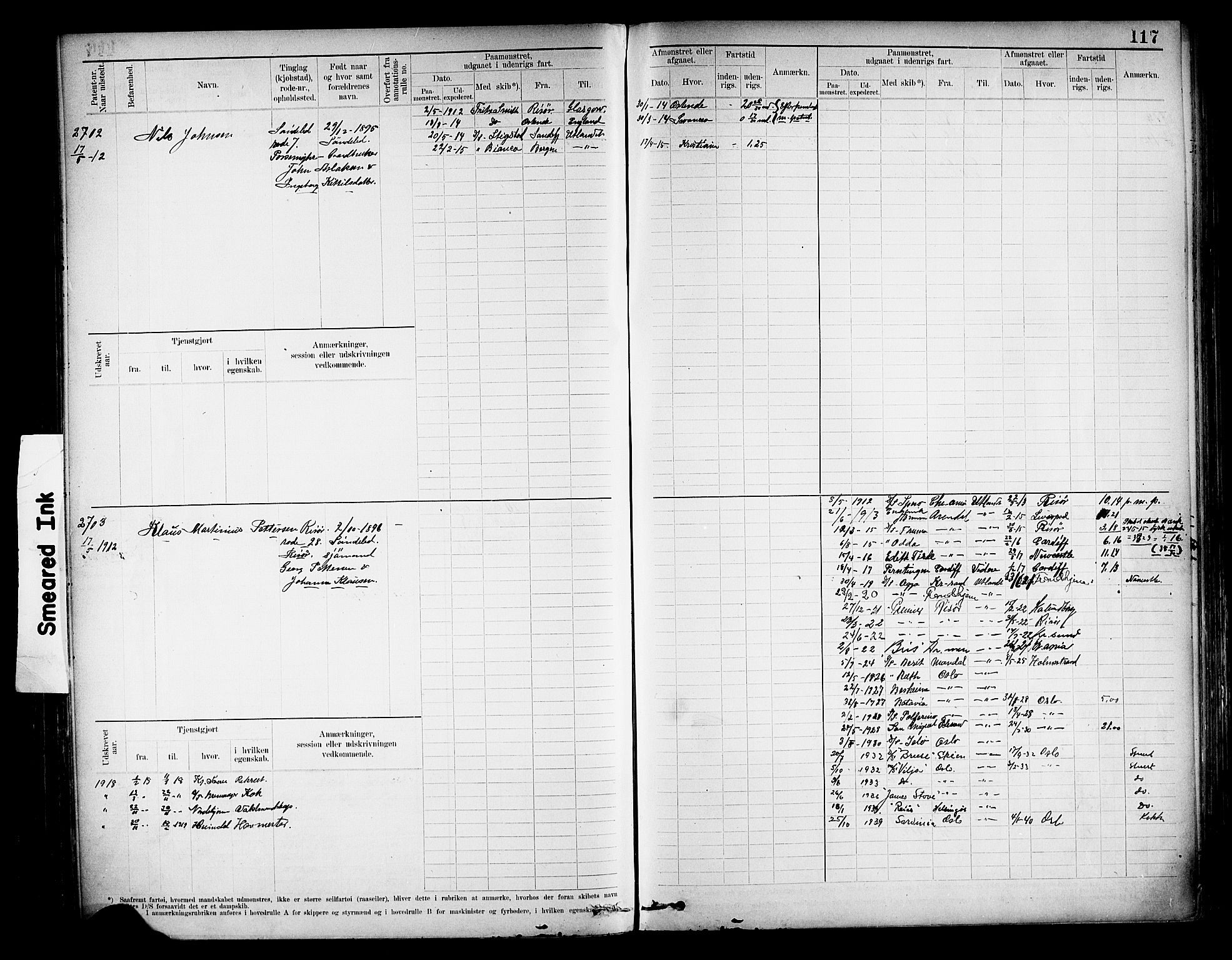 Risør mønstringskrets, SAK/2031-0010/F/Fb/L0013: Hovedrulle nr 2475-3063, T-12, 1904-1928, p. 124