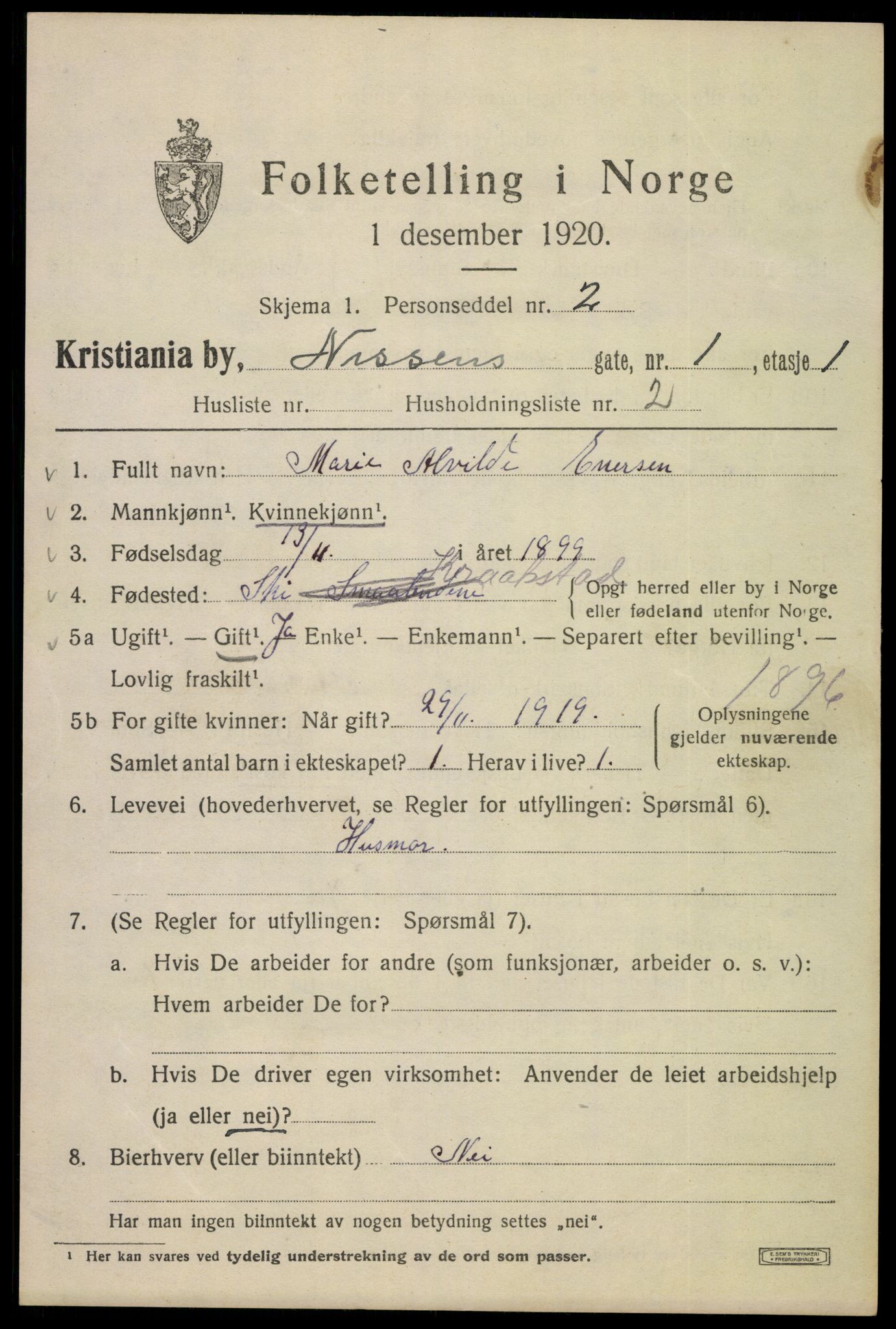 SAO, 1920 census for Kristiania, 1920, p. 417107