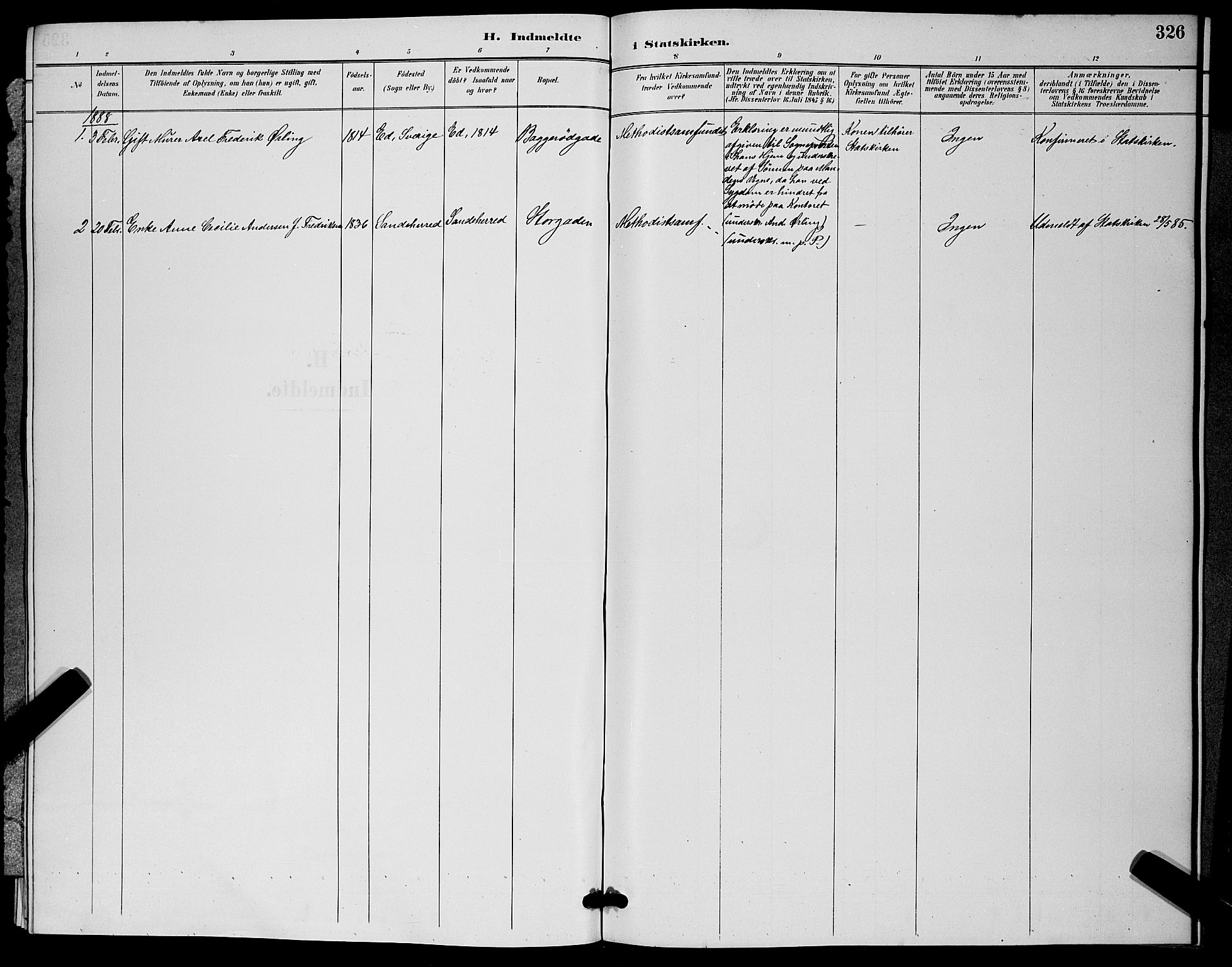 Horten kirkebøker, SAKO/A-348/G/Ga/L0005: Parish register (copy) no. 5, 1888-1895, p. 326