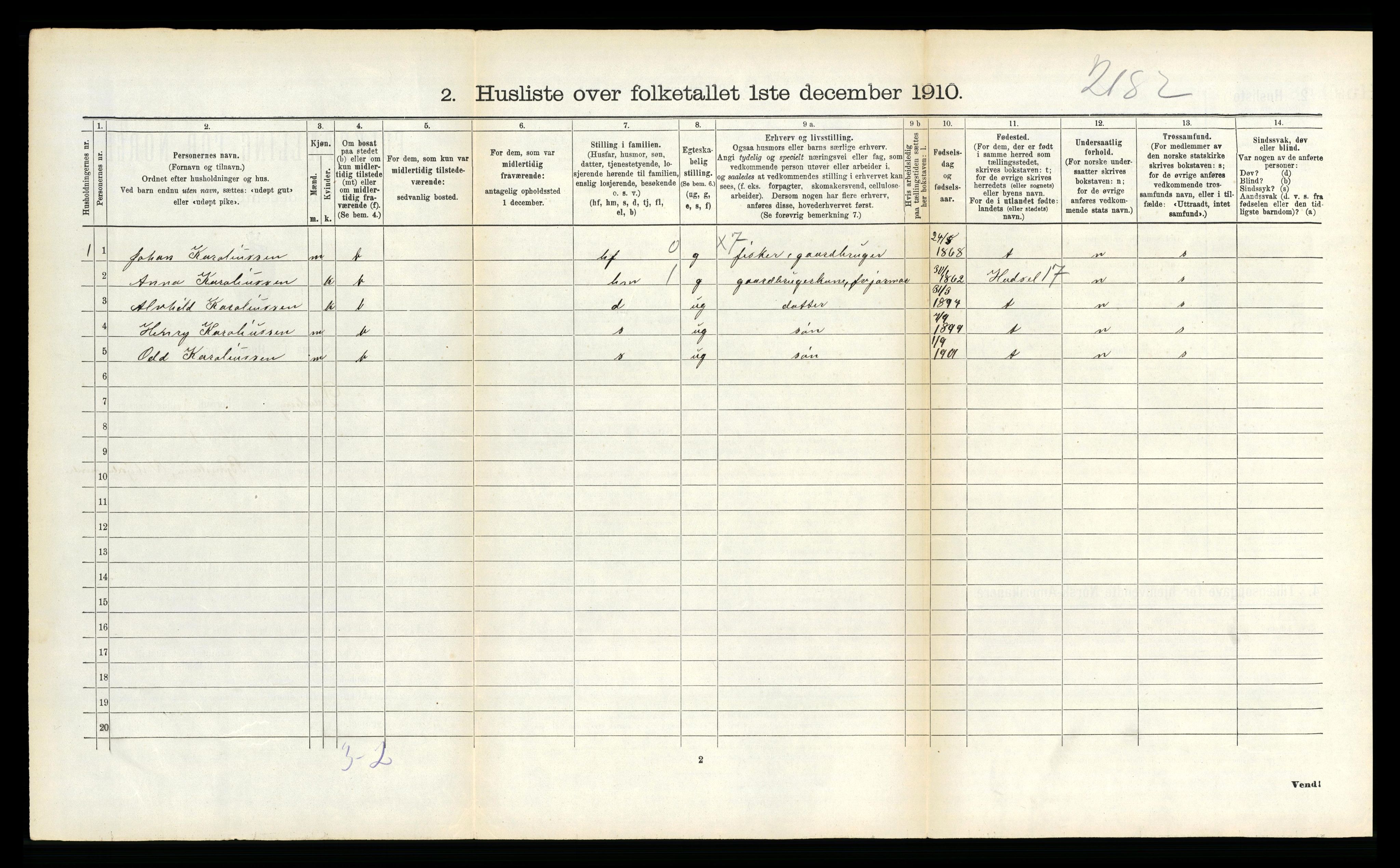 RA, 1910 census for Dverberg, 1910, p. 317