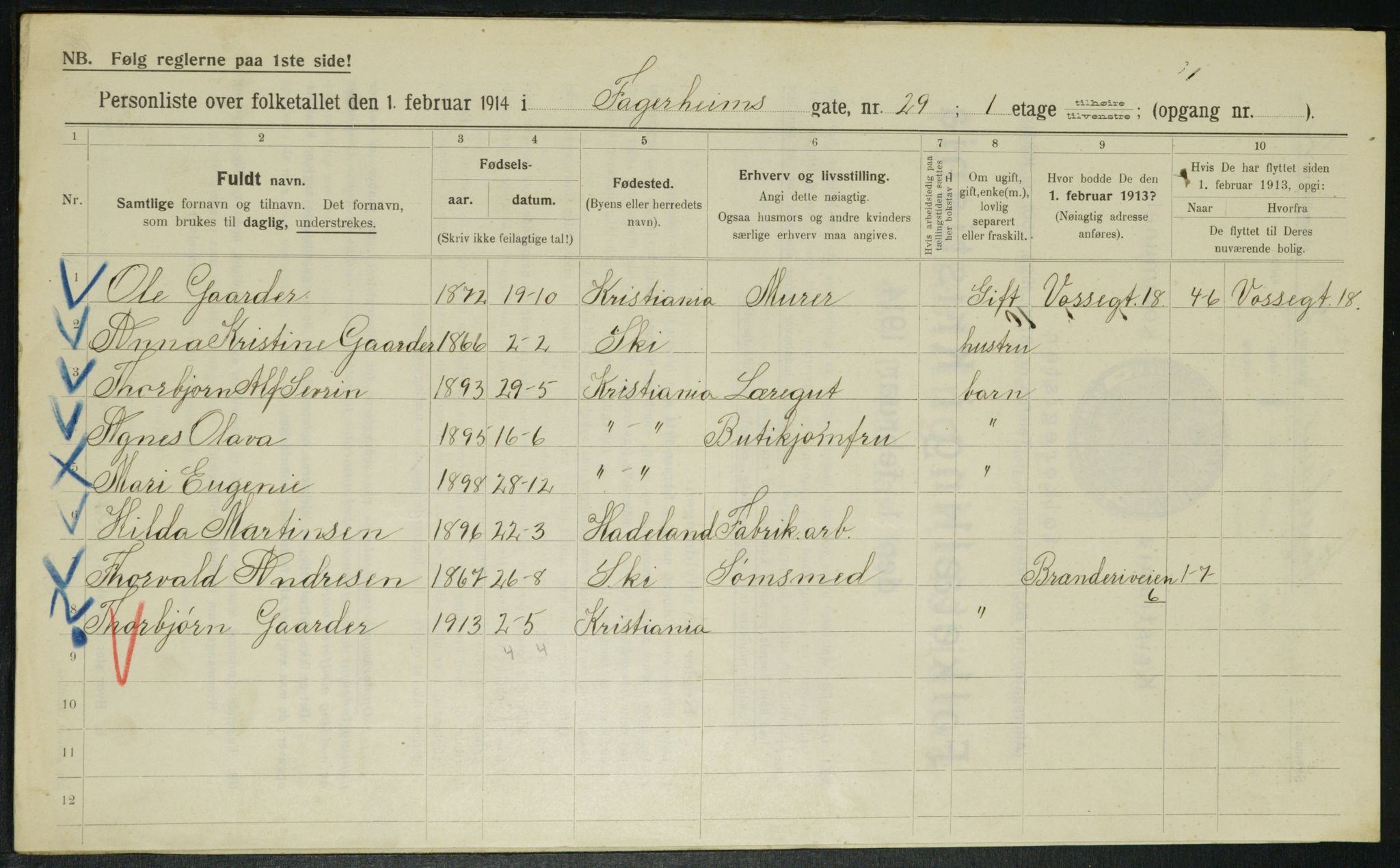 OBA, Municipal Census 1914 for Kristiania, 1914, p. 23318