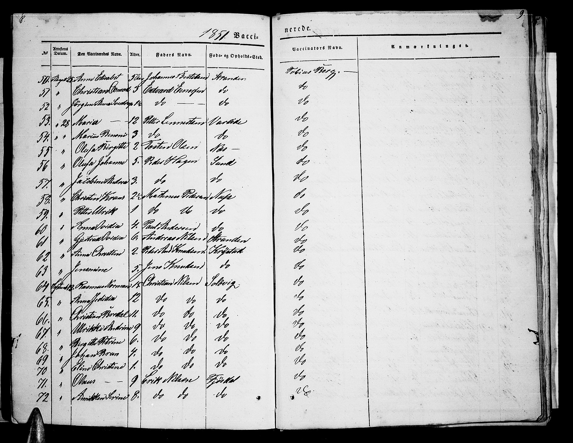 Ministerialprotokoller, klokkerbøker og fødselsregistre - Nordland, AV/SAT-A-1459/885/L1212: Parish register (copy) no. 885C01, 1847-1873, p. 8-9