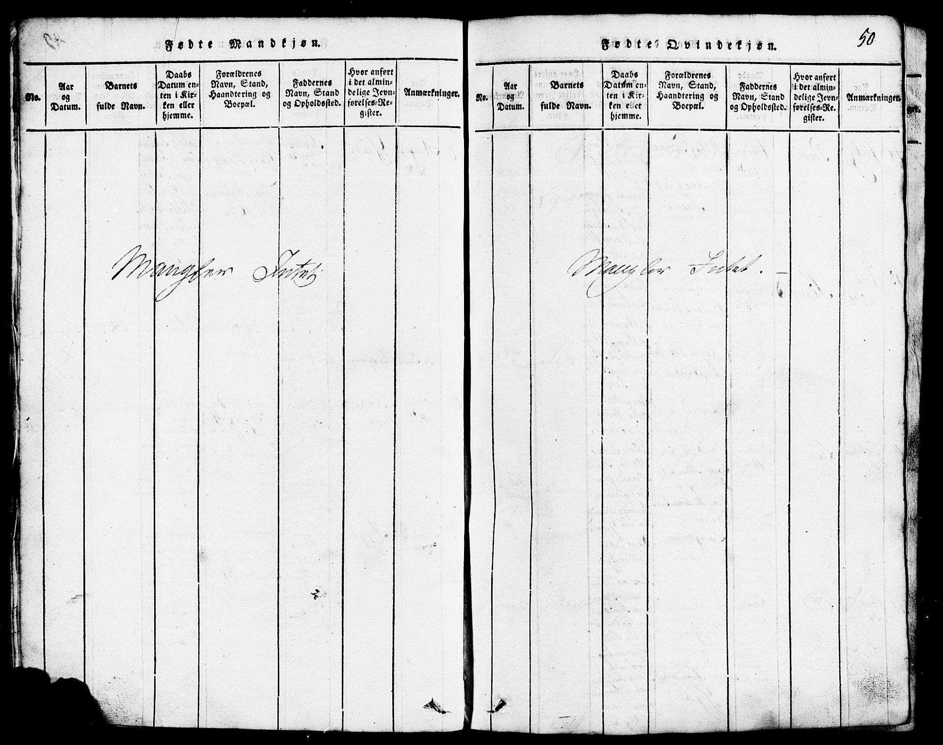 Lund sokneprestkontor, SAST/A-101809/S07/L0001: Parish register (copy) no. B 1, 1815-1853, p. 50
