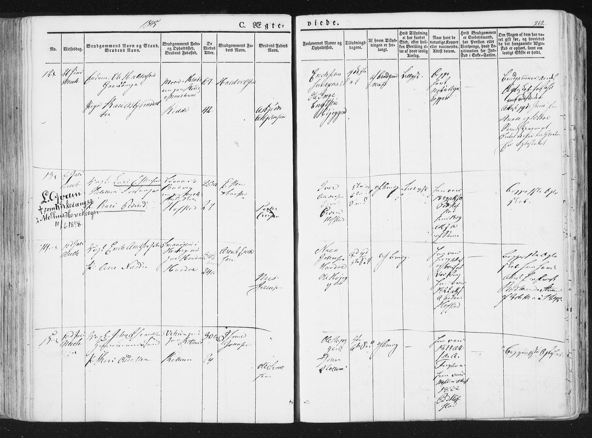 Ministerialprotokoller, klokkerbøker og fødselsregistre - Sør-Trøndelag, AV/SAT-A-1456/691/L1074: Parish register (official) no. 691A06, 1842-1852, p. 262