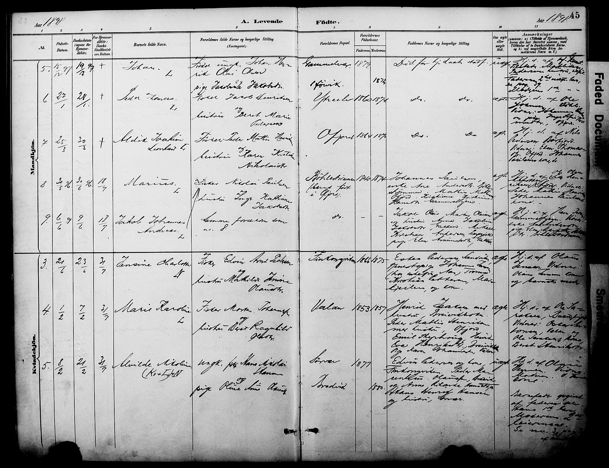 Loppa sokneprestkontor, SATØ/S-1339/H/Ha/L0008kirke: Parish register (official) no. 8, 1889-1907, p. 45