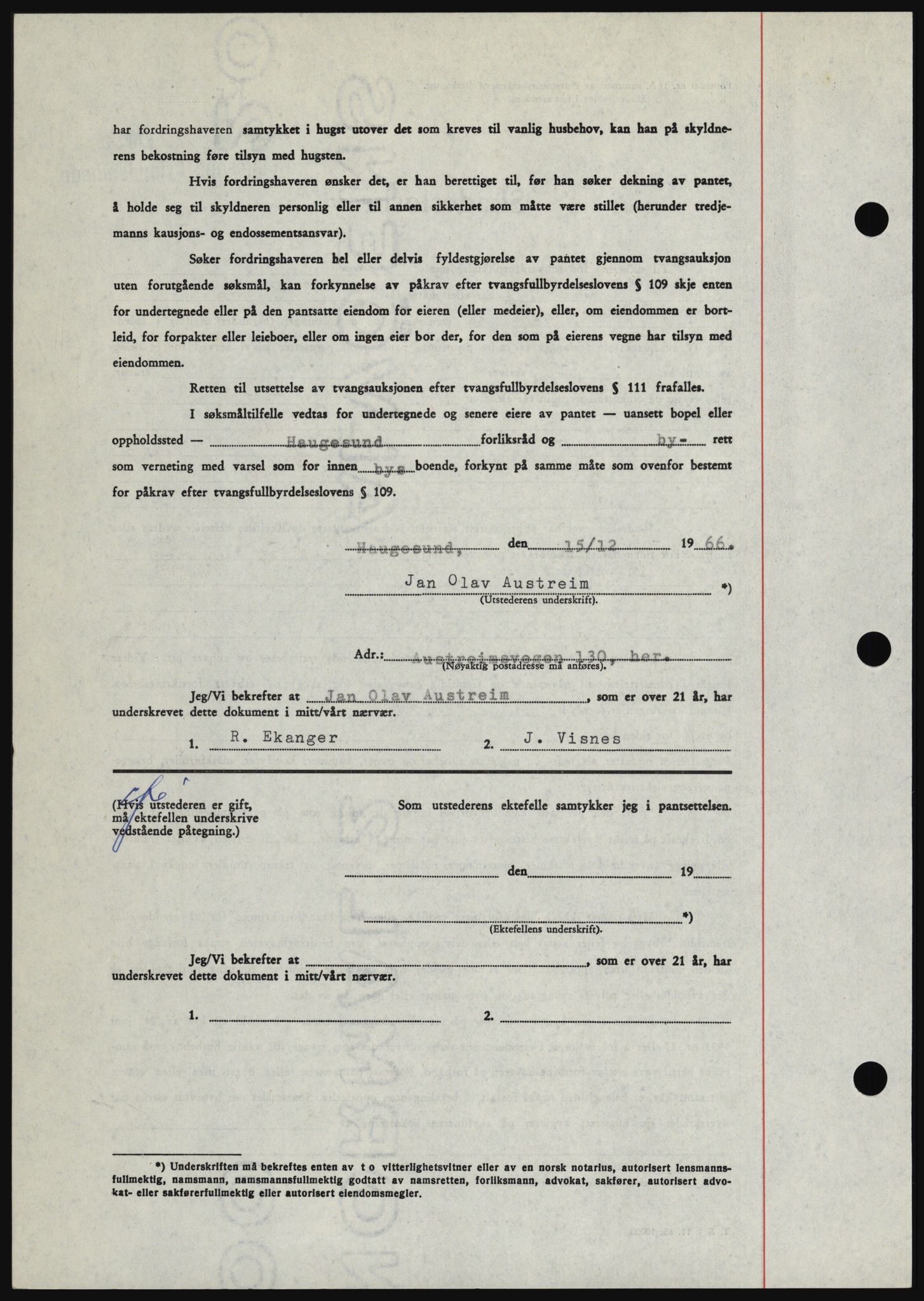 Haugesund tingrett, SAST/A-101415/01/II/IIC/L0056: Mortgage book no. B 56, 1966-1967, Diary no: : 2765/1966