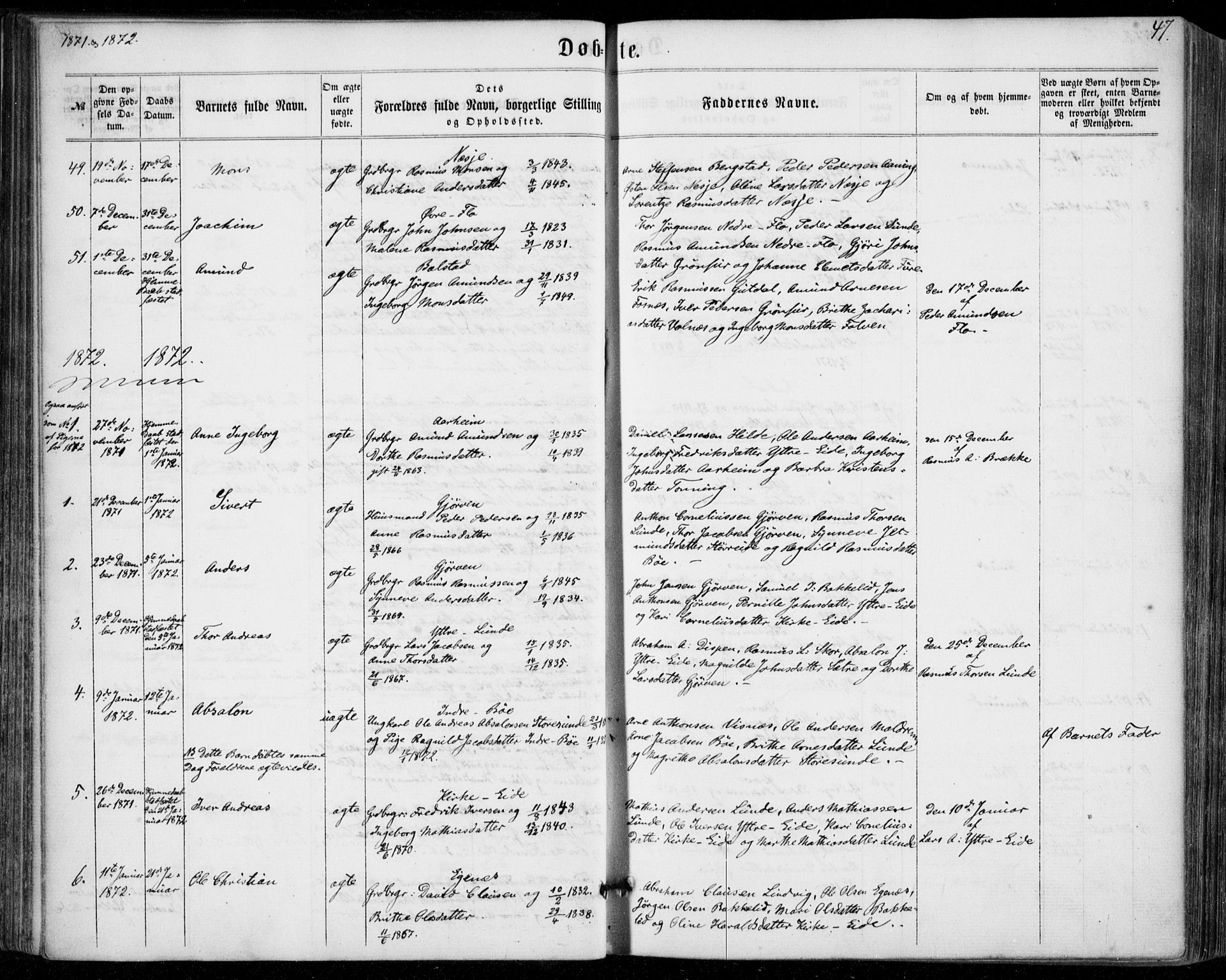 Stryn Sokneprestembete, SAB/A-82501: Parish register (official) no. A 3, 1862-1877, p. 47