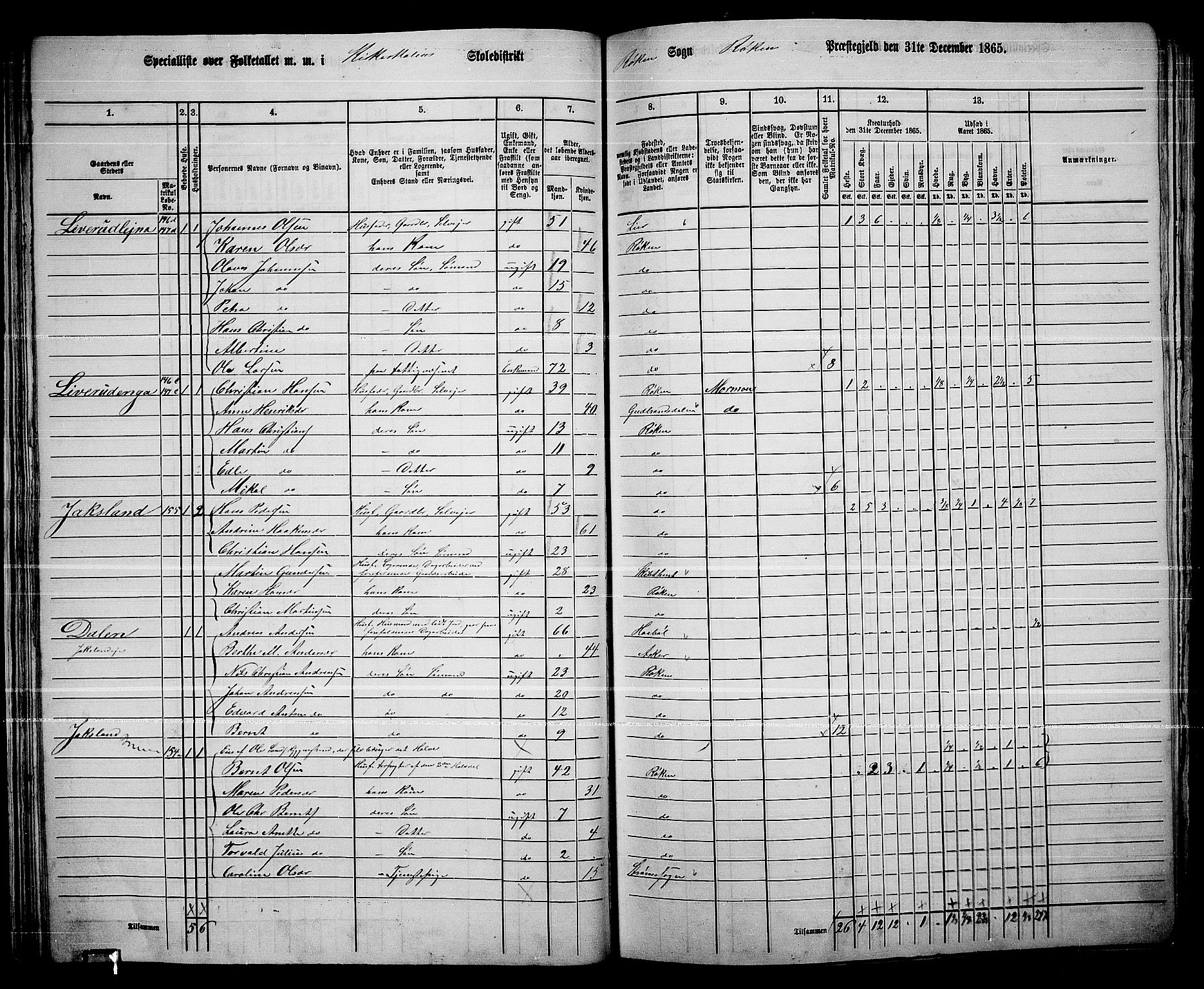 RA, 1865 census for Røyken, 1865, p. 42