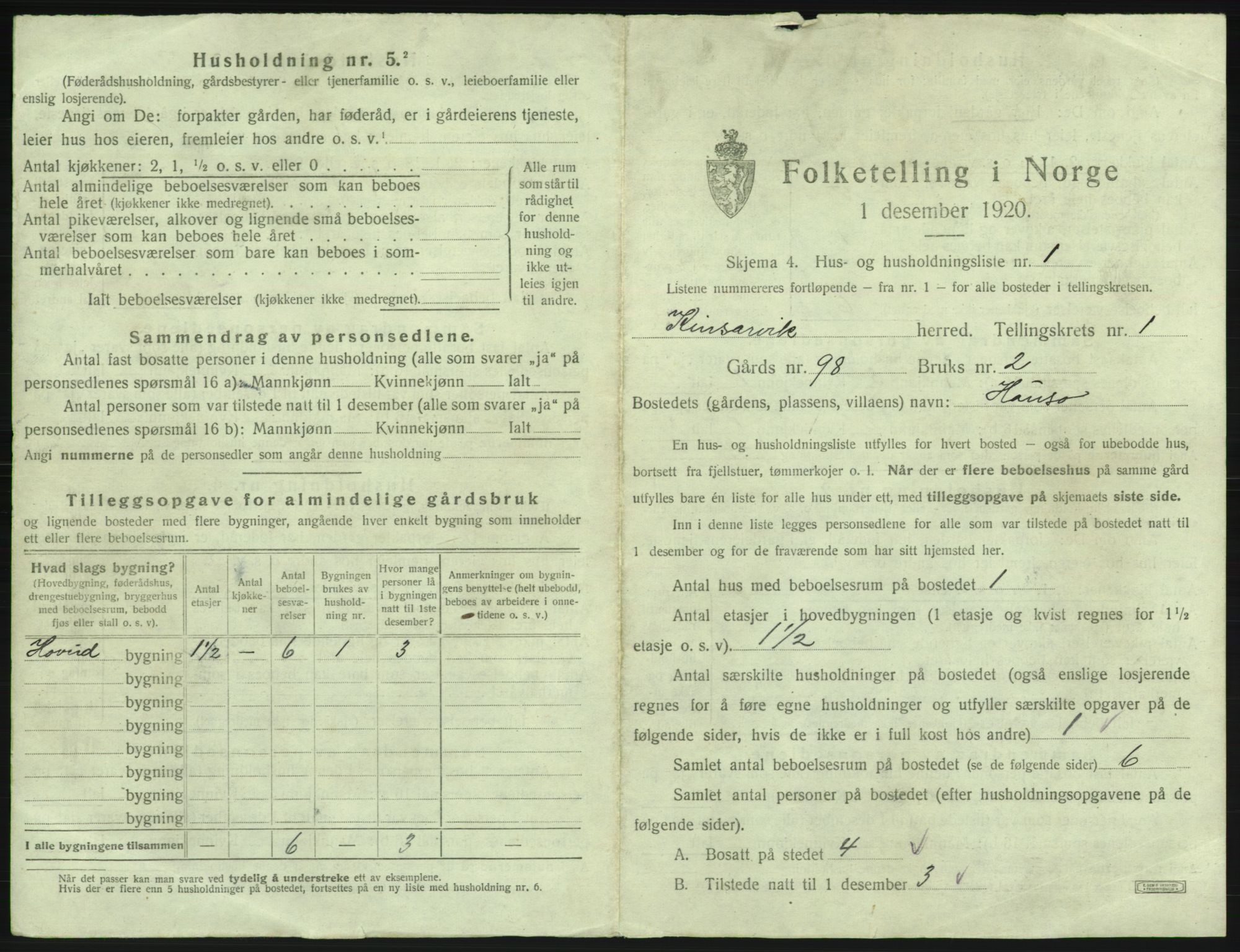 SAB, 1920 census for Kinsarvik, 1920, p. 31