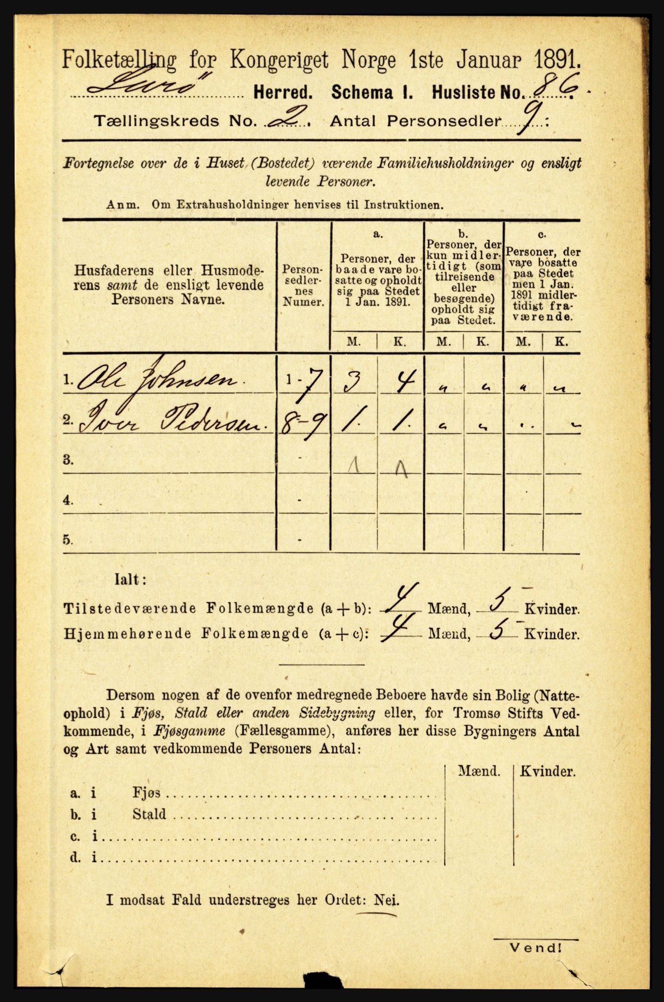 RA, 1891 census for 1834 Lurøy, 1891, p. 742