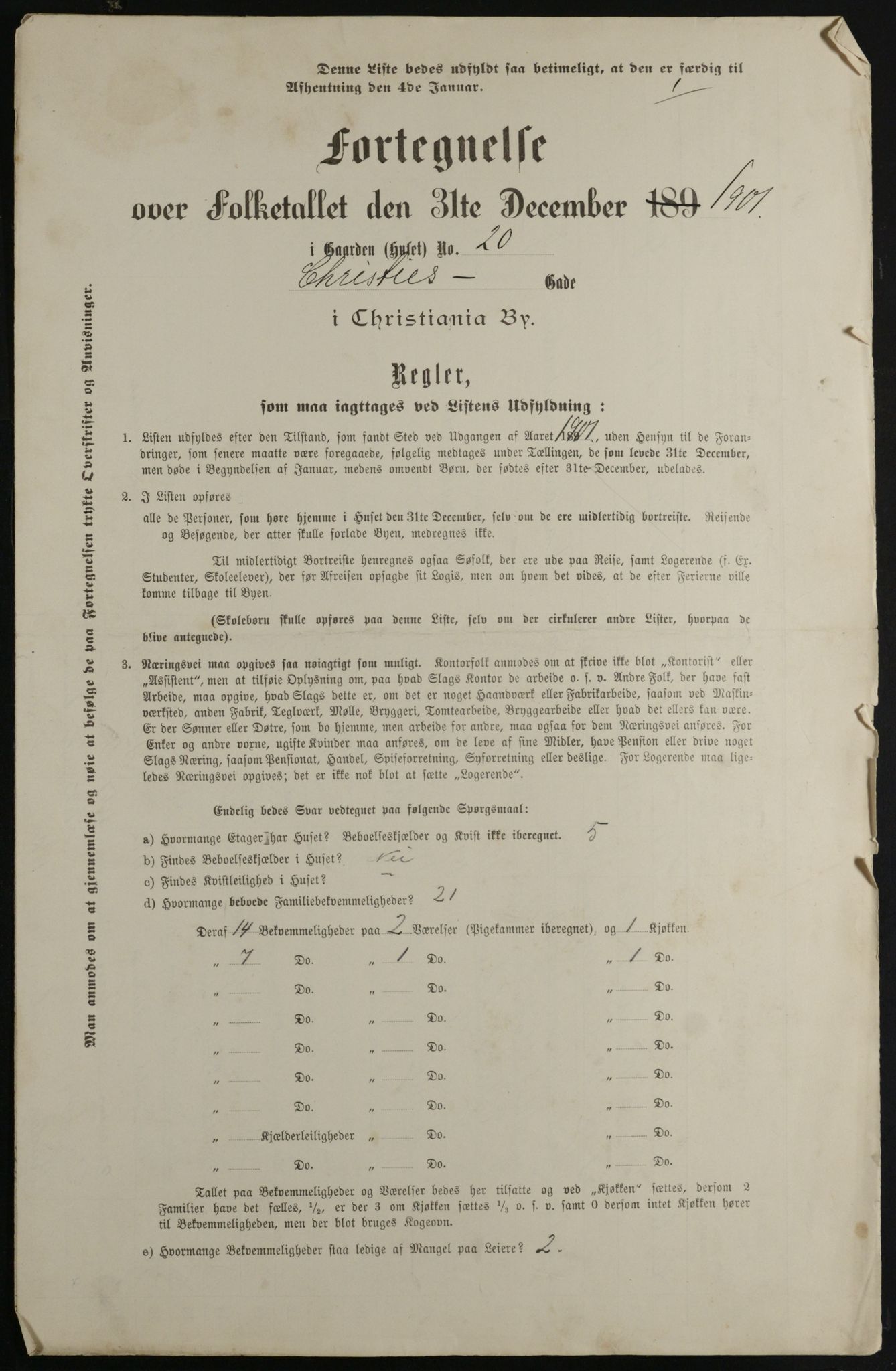 OBA, Municipal Census 1901 for Kristiania, 1901, p. 2019