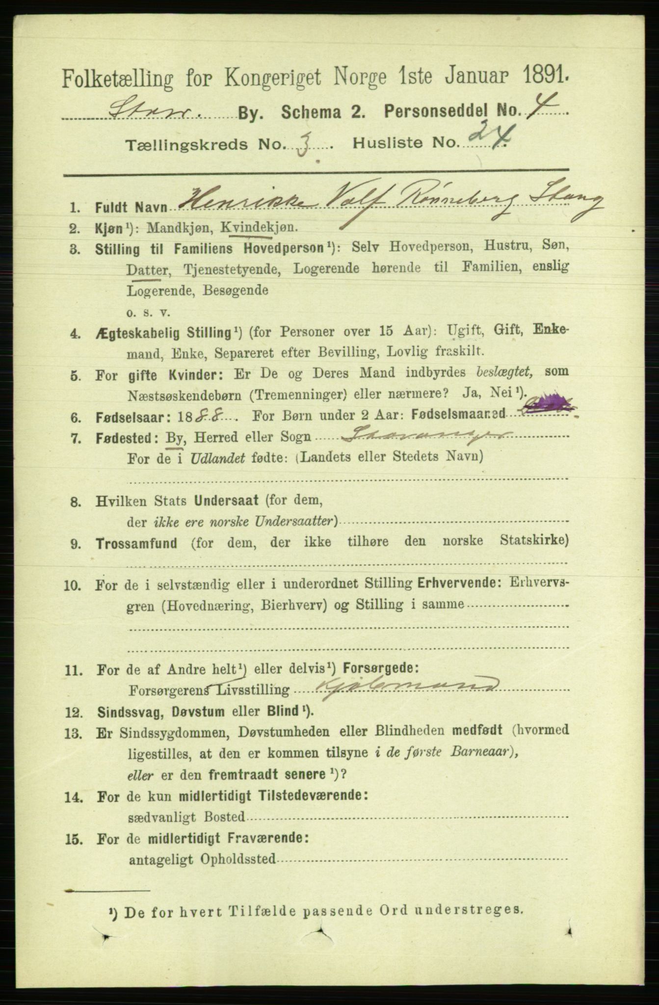 RA, 1891 census for 1103 Stavanger, 1891, p. 7053