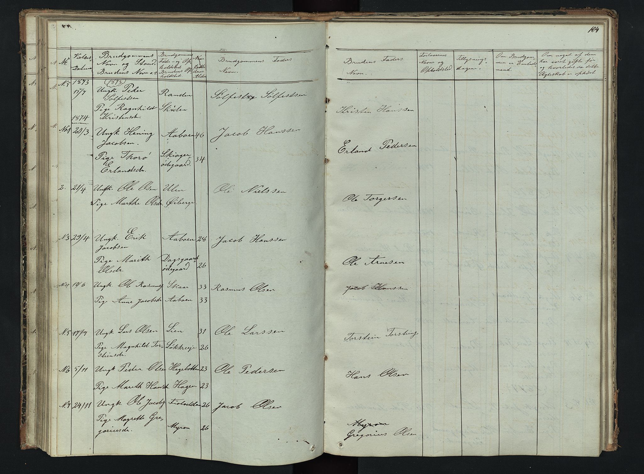 Skjåk prestekontor, AV/SAH-PREST-072/H/Ha/Hab/L0002: Parish register (copy) no. 2, 1867-1894, p. 104