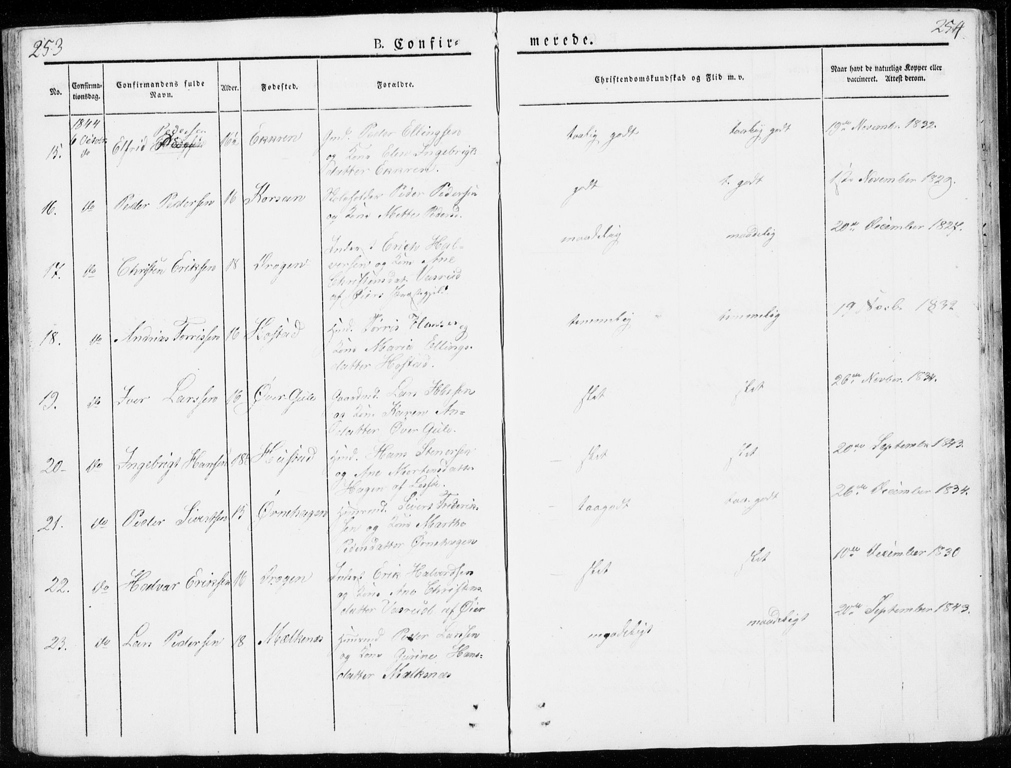 Ministerialprotokoller, klokkerbøker og fødselsregistre - Møre og Romsdal, SAT/A-1454/566/L0766: Parish register (official) no. 566A05, 1842-1851, p. 253-254