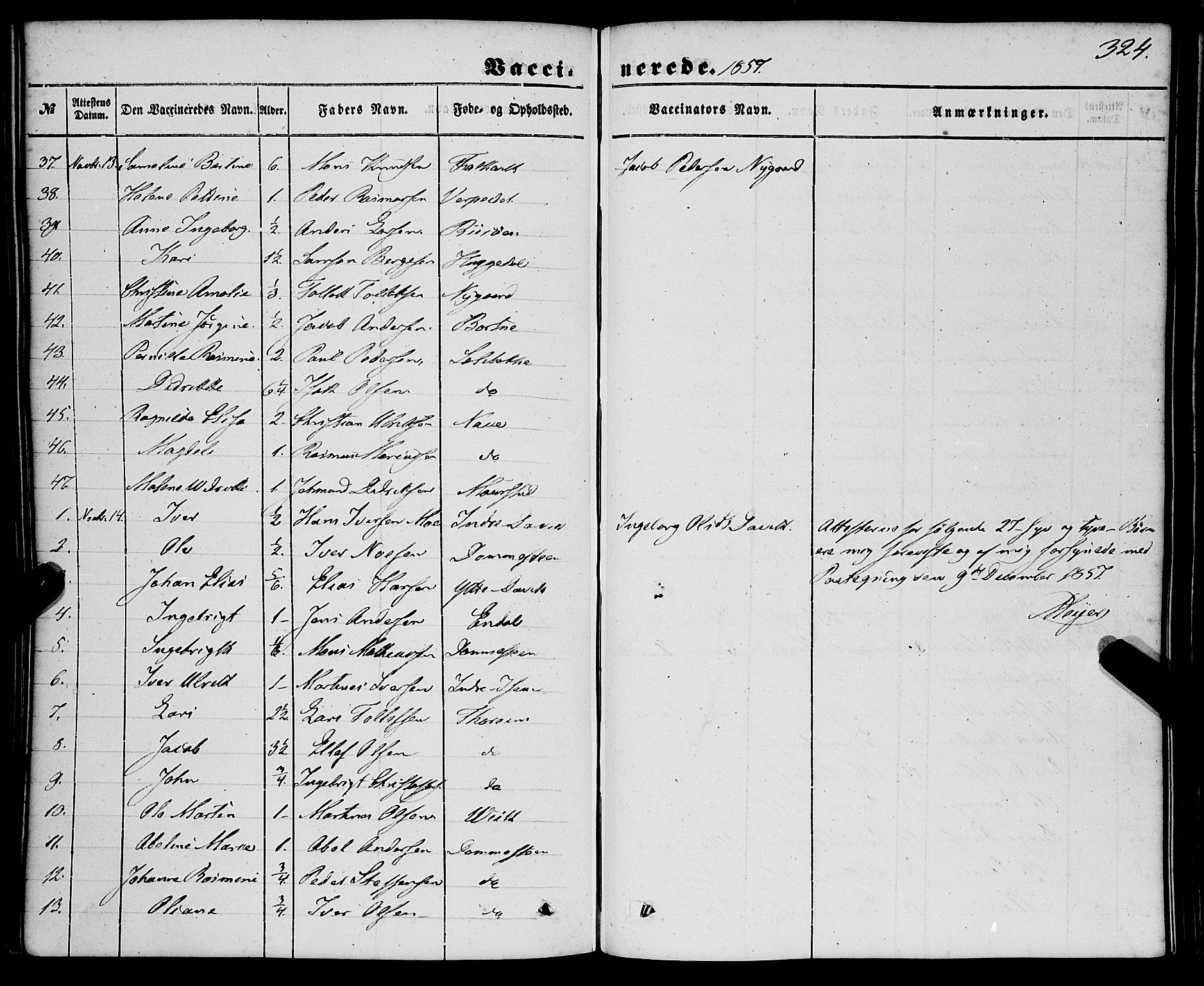 Davik sokneprestembete, AV/SAB-A-79701/H/Haa/Haaa/L0005: Parish register (official) no. A 5, 1850-1866, p. 324