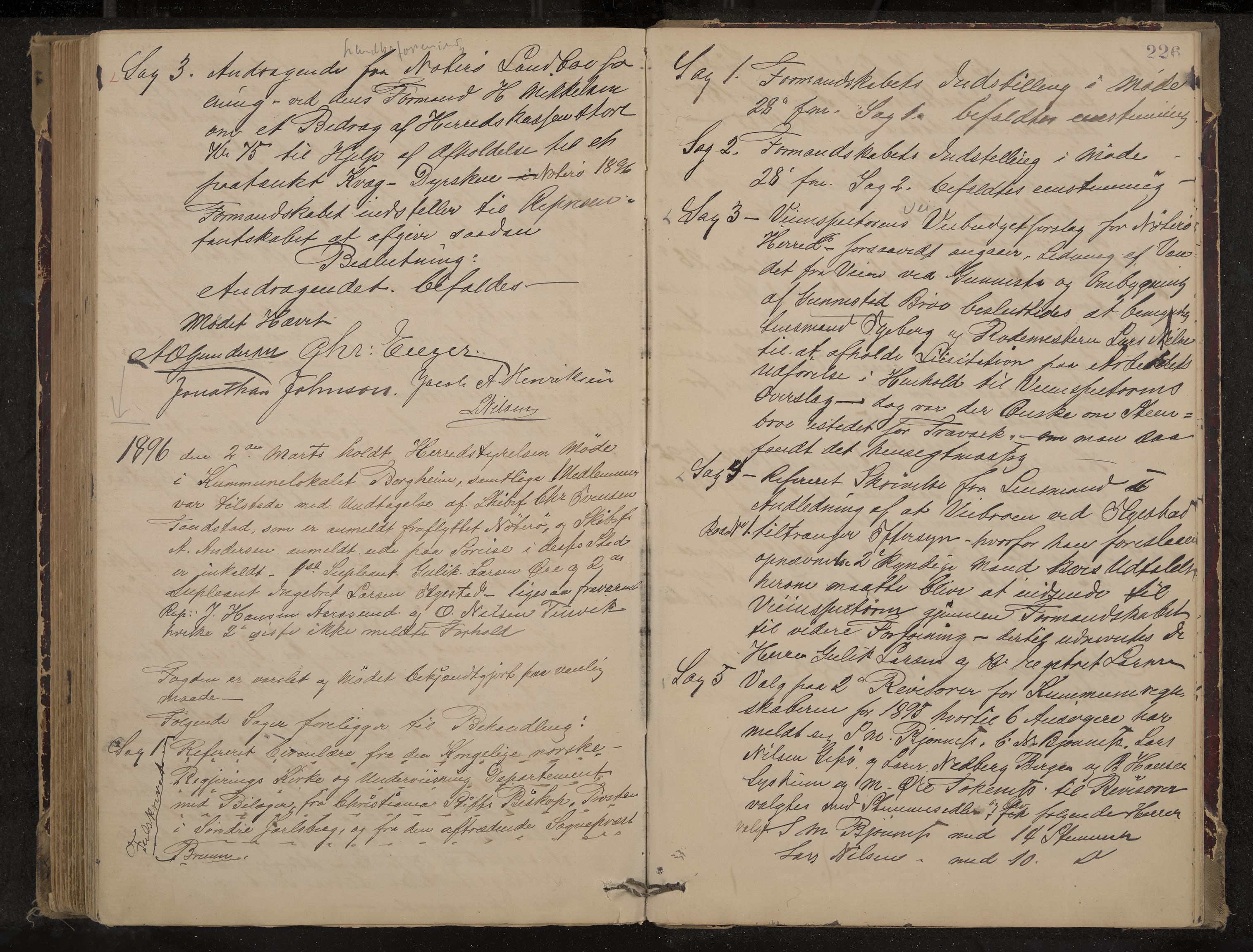 Nøtterøy formannskap og sentraladministrasjon, IKAK/0722021-1/A/Aa/L0004: Møtebok, 1887-1896, p. 226