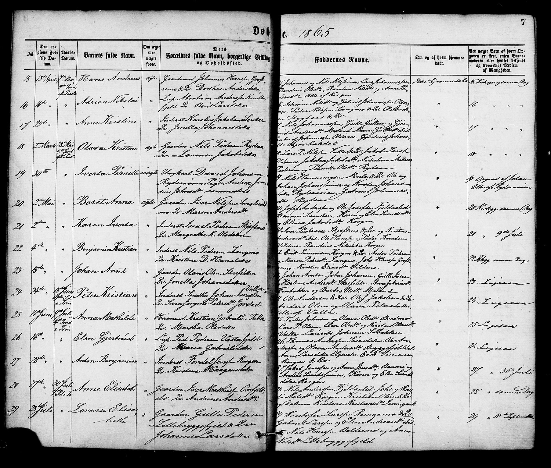 Ministerialprotokoller, klokkerbøker og fødselsregistre - Nordland, AV/SAT-A-1459/826/L0378: Parish register (official) no. 826A01, 1865-1878, p. 7