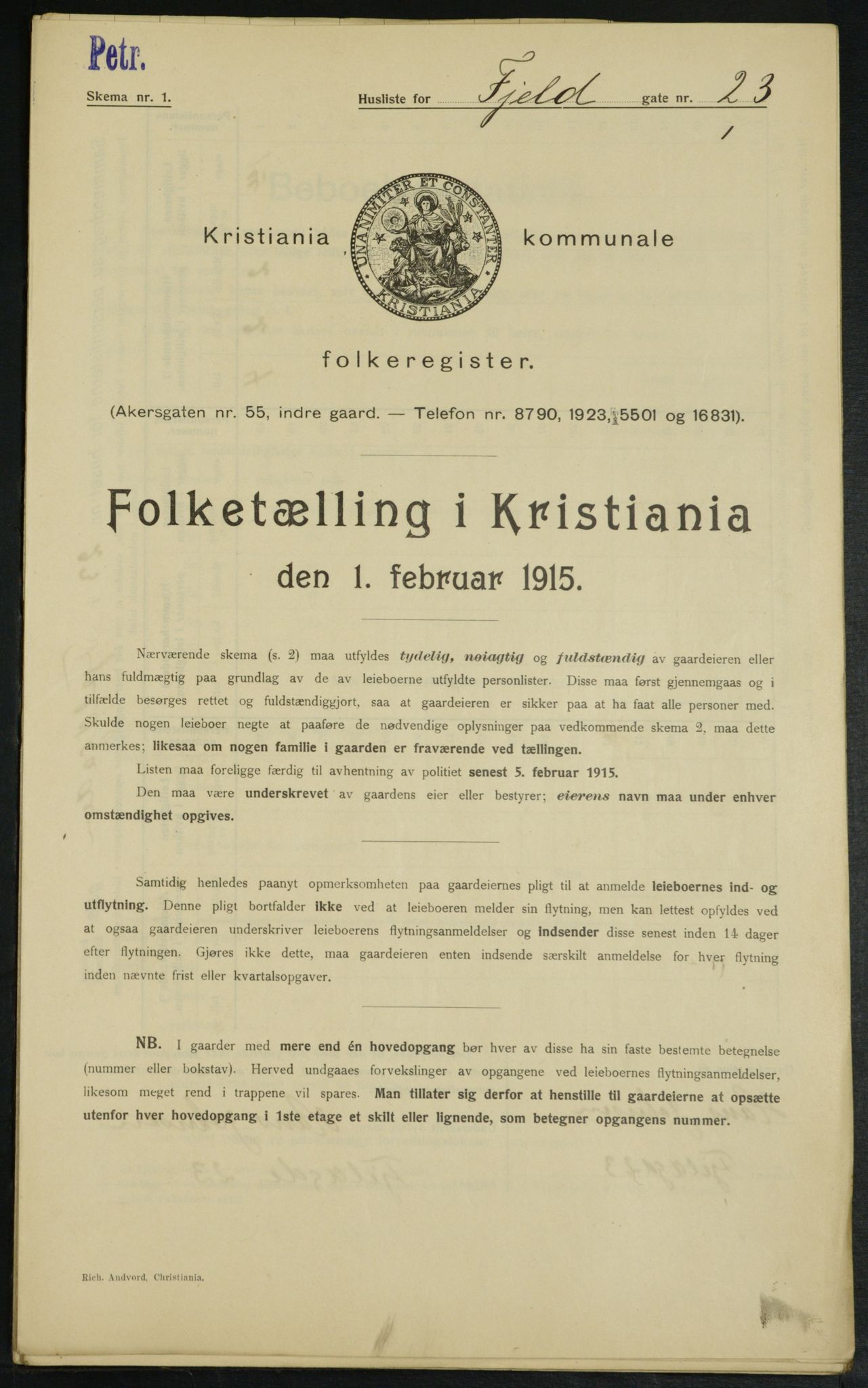 OBA, Municipal Census 1915 for Kristiania, 1915, p. 24004