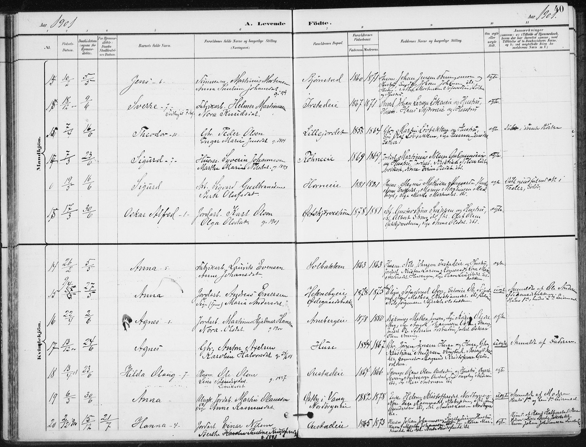 Romedal prestekontor, AV/SAH-PREST-004/K/L0011: Parish register (official) no. 11, 1896-1912, p. 40