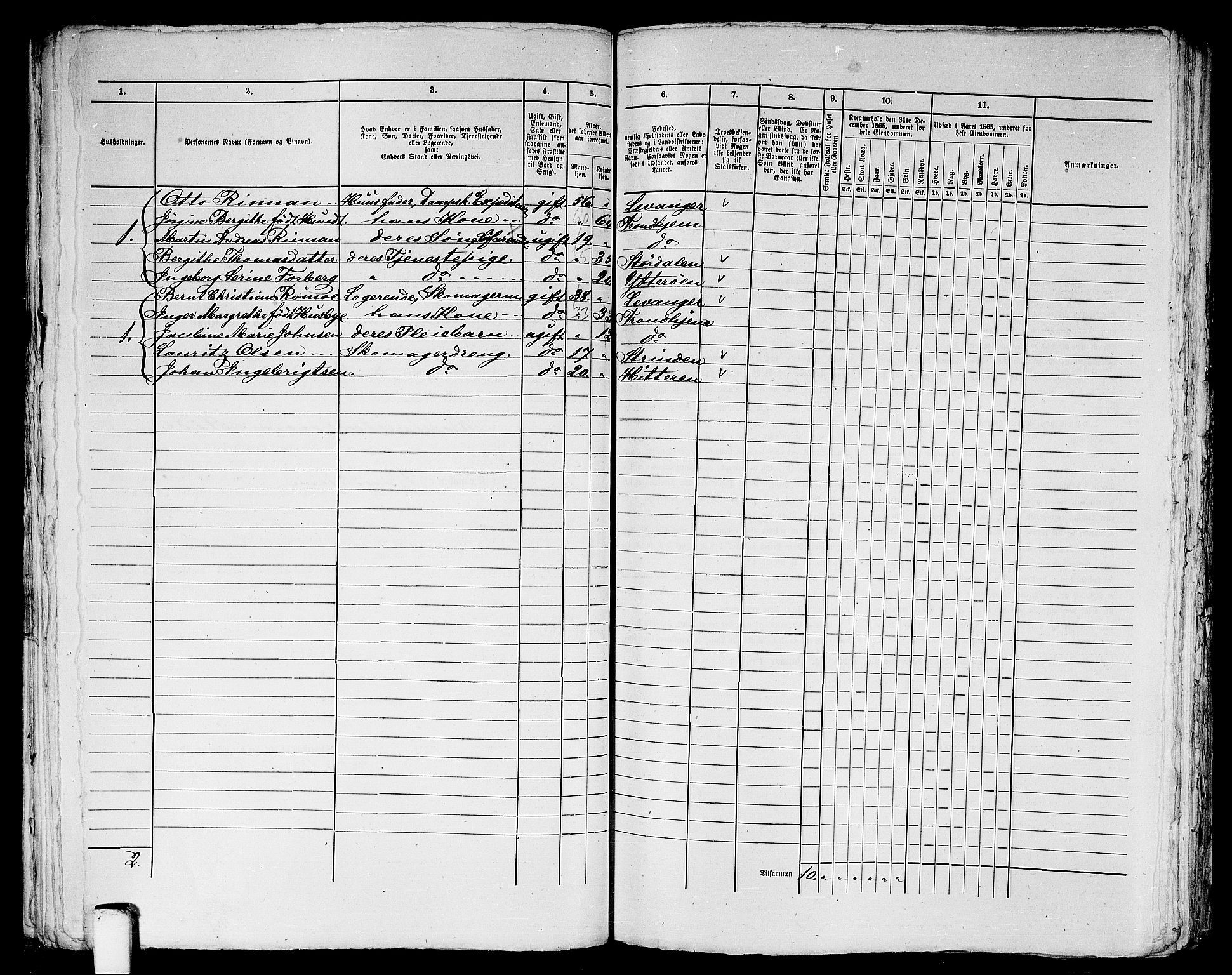 RA, 1865 census for Trondheim, 1865, p. 1253