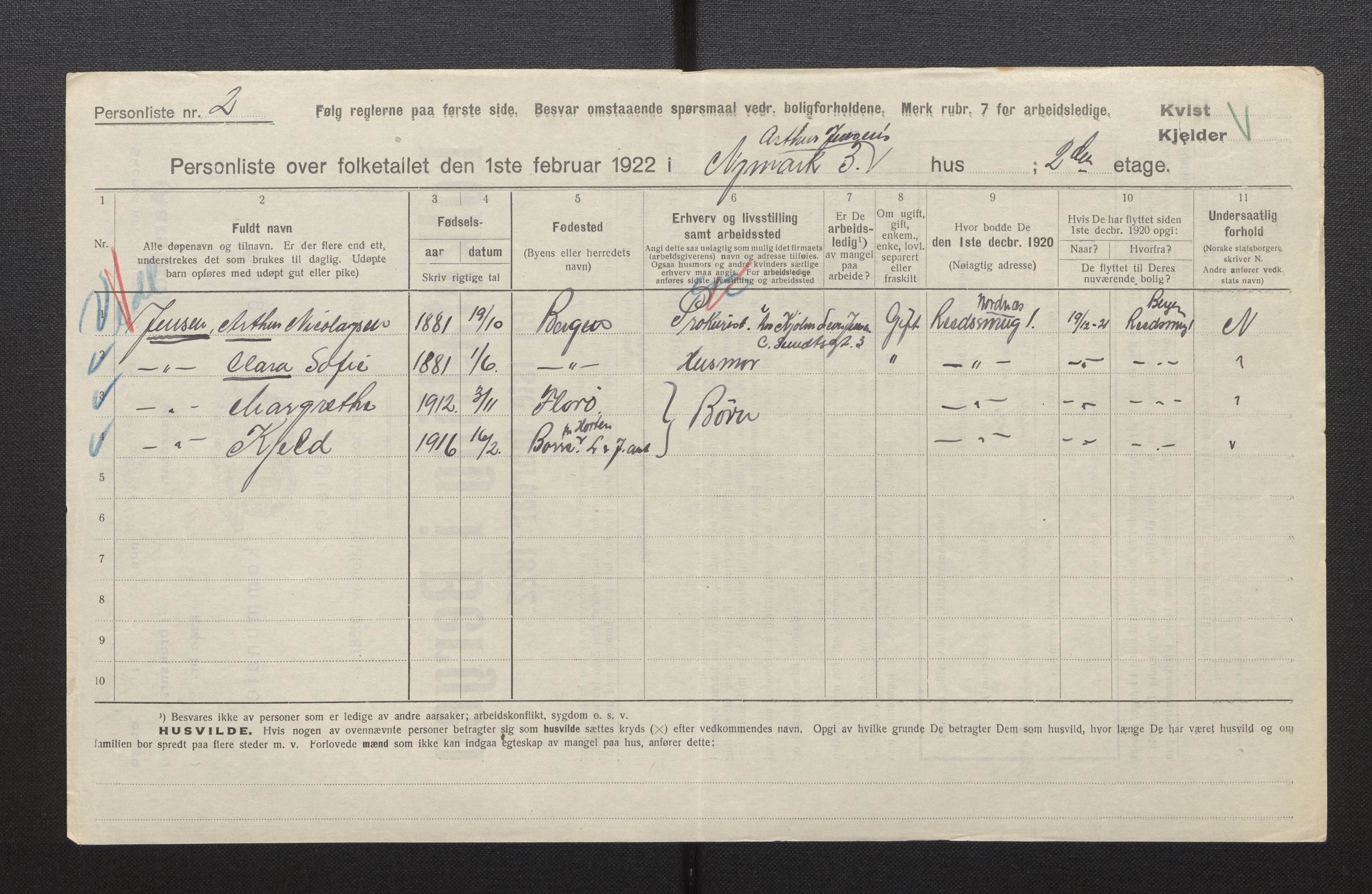 SAB, Municipal Census 1922 for Bergen, 1922, p. 56720