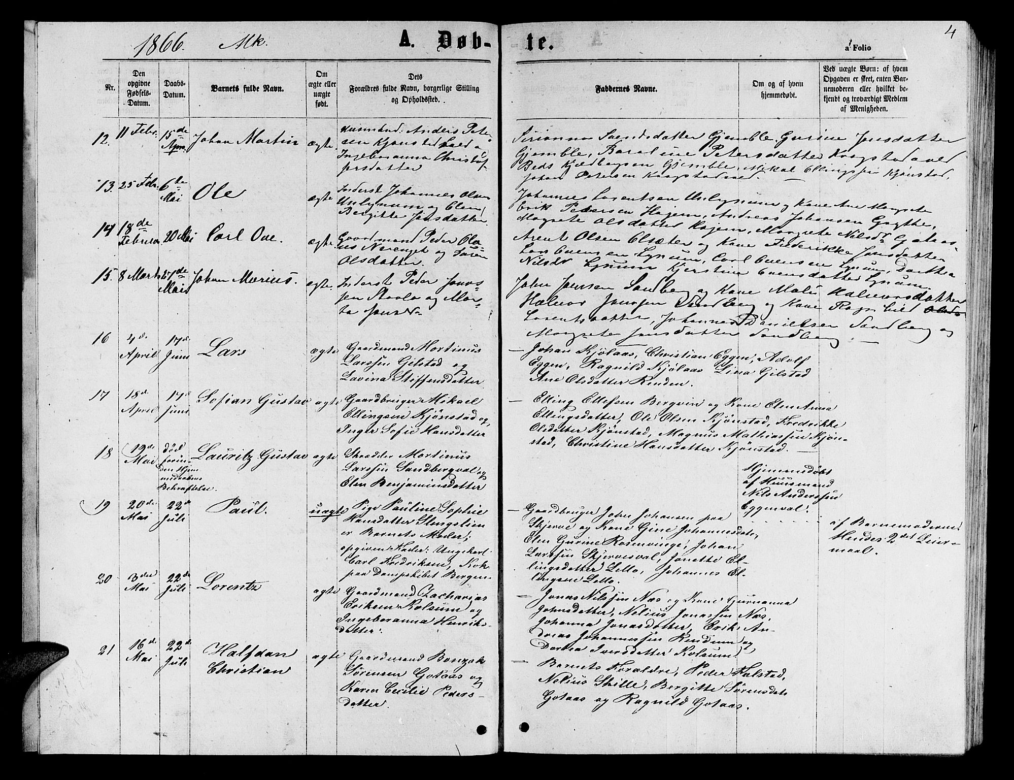 Ministerialprotokoller, klokkerbøker og fødselsregistre - Nord-Trøndelag, AV/SAT-A-1458/717/L0170: Parish register (copy) no. 717C02, 1866-1866, p. 4