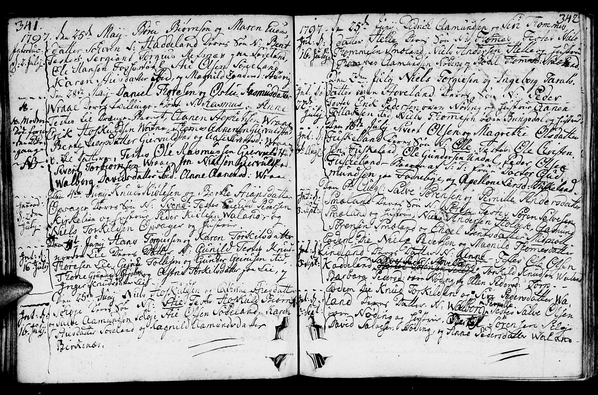 Holum sokneprestkontor, AV/SAK-1111-0022/F/Fa/Faa/L0003: Parish register (official) no. A 3, 1780-1821, p. 341-342