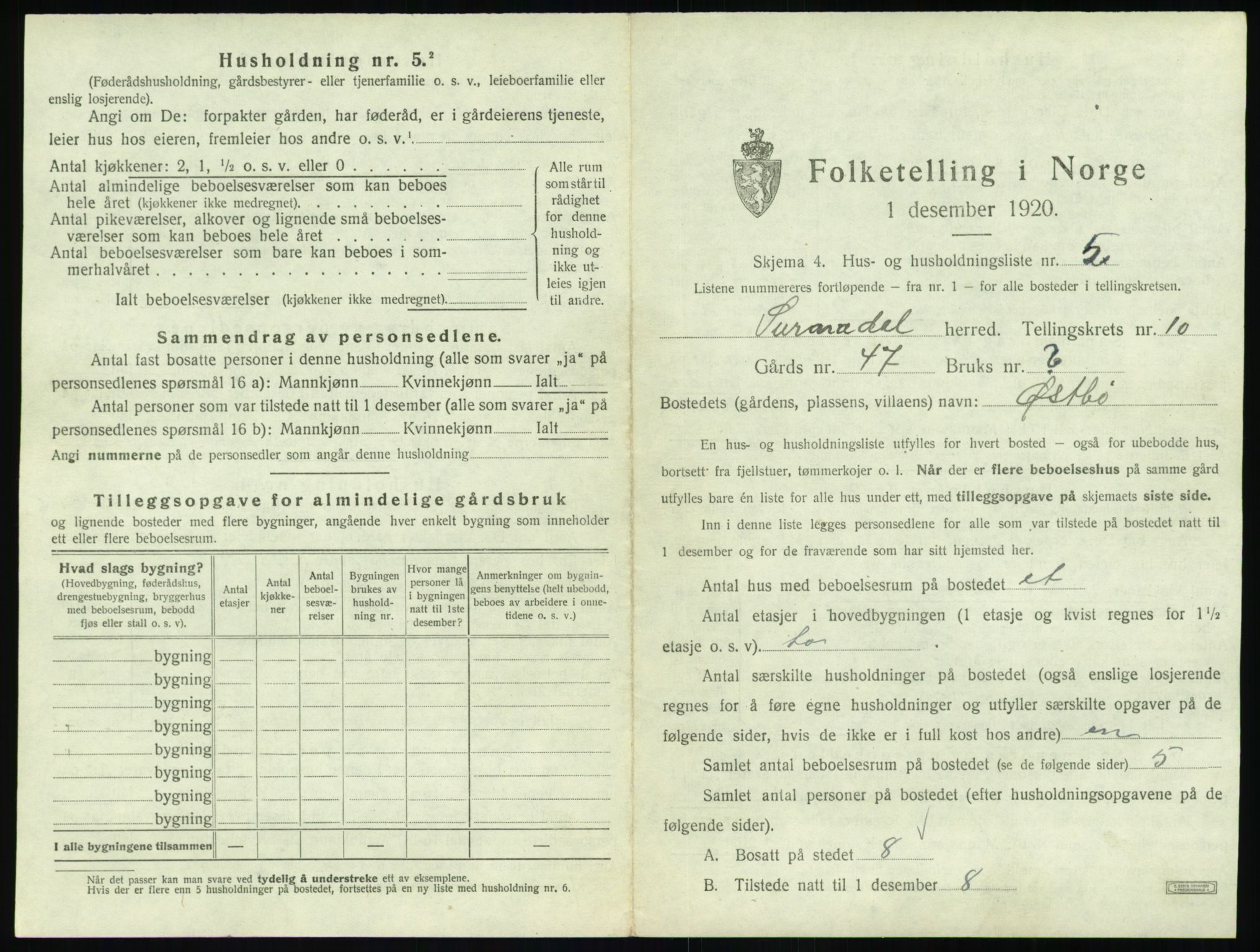 SAT, 1920 census for Surnadal, 1920, p. 1001