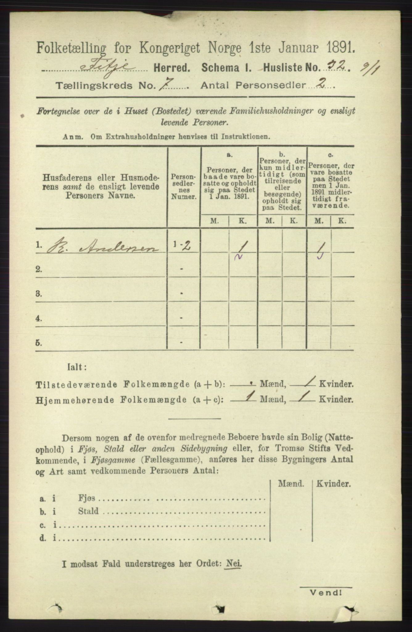 RA, 1891 census for 1222 Fitjar, 1891, p. 2777