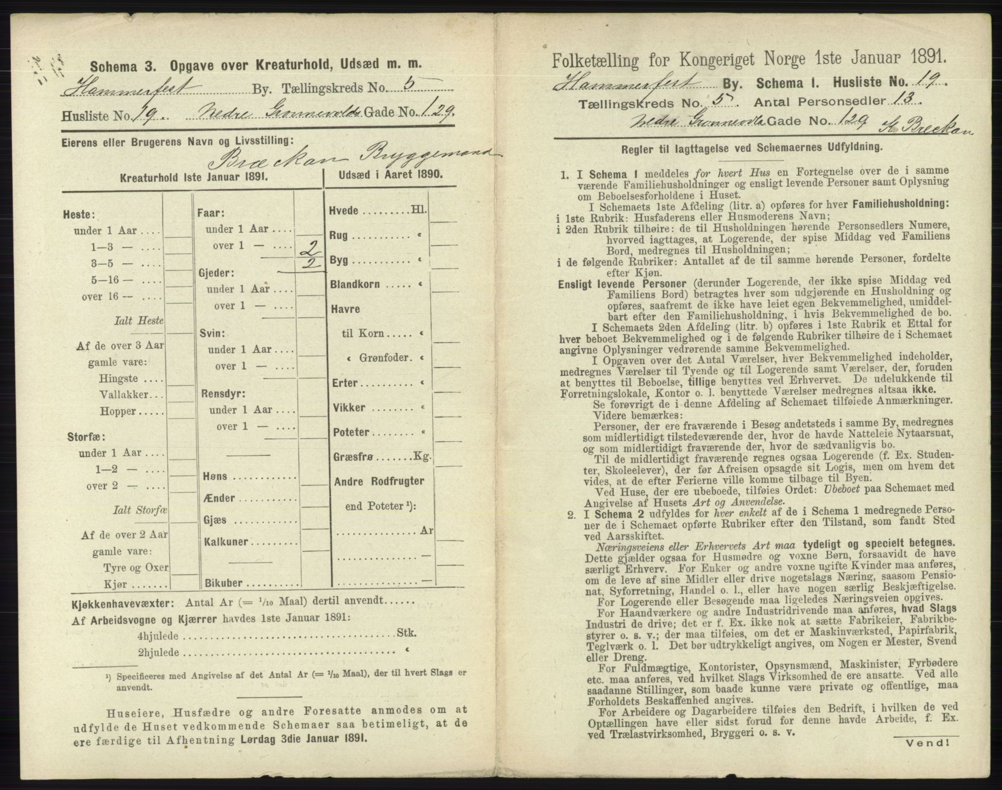 RA, 1891 census for 2001 Hammerfest, 1891, p. 1350