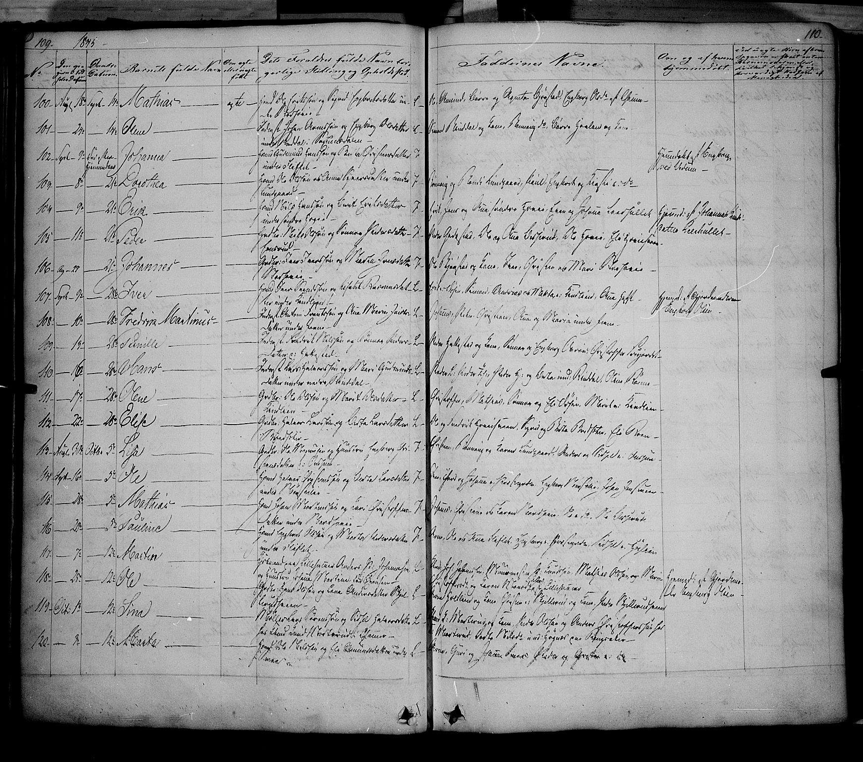 Fåberg prestekontor, SAH/PREST-086/H/Ha/Haa/L0005: Parish register (official) no. 5, 1836-1854, p. 109-110