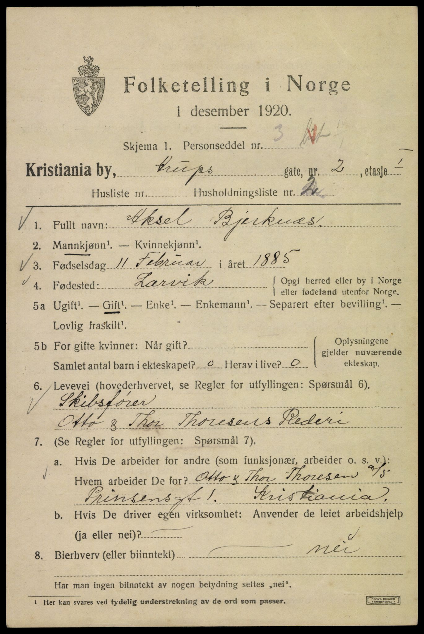 SAO, 1920 census for Kristiania, 1920, p. 145387