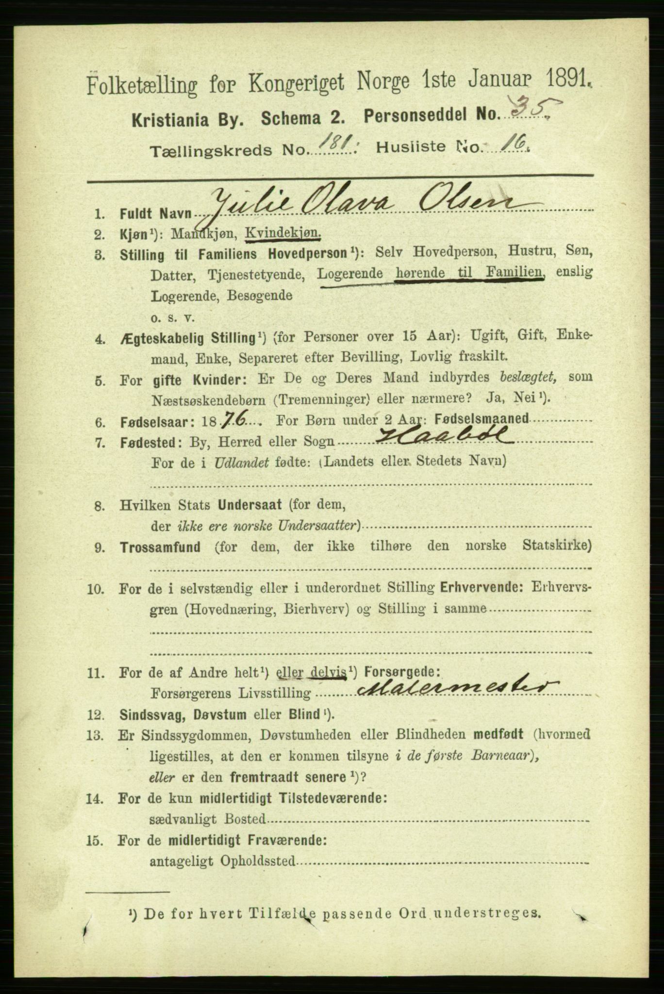 RA, 1891 census for 0301 Kristiania, 1891, p. 108742