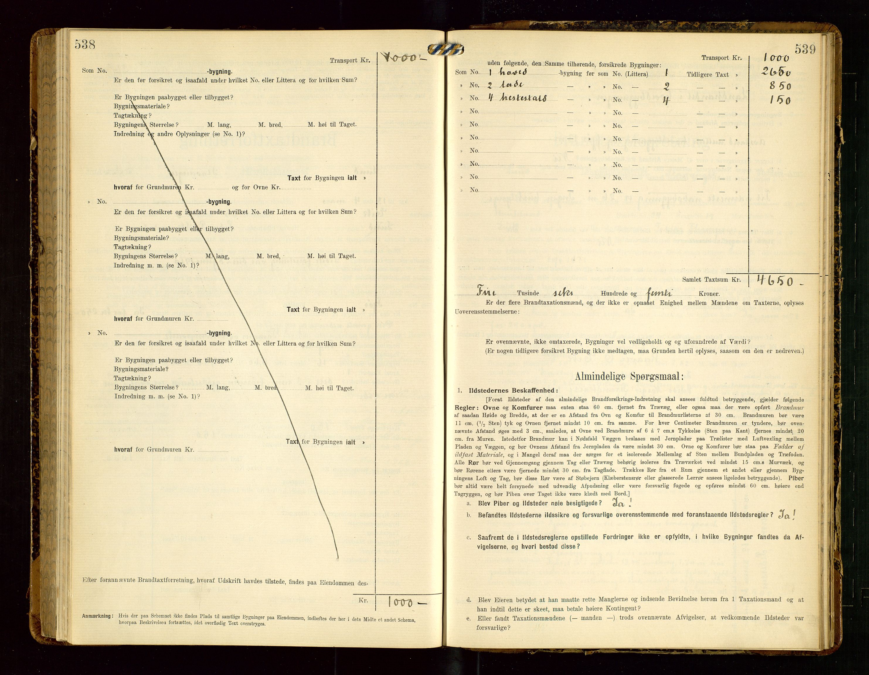 Lund lensmannskontor, AV/SAST-A-100303/Gob/L0002: "Brandtakstprotokol", 1908-1918, p. 538-539