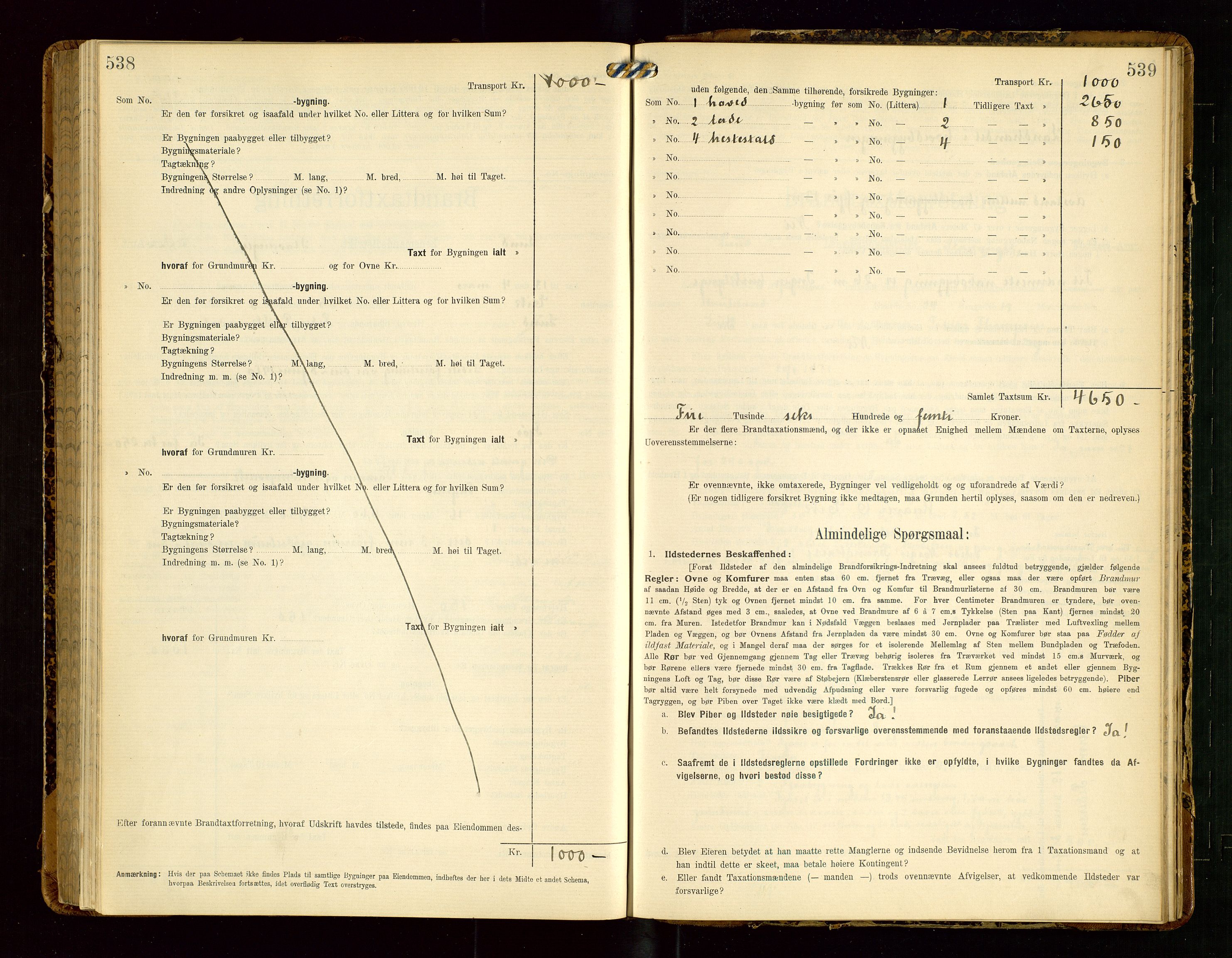 Lund lensmannskontor, SAST/A-100303/Gob/L0002: "Brandtakstprotokol", 1908-1918, p. 538-539