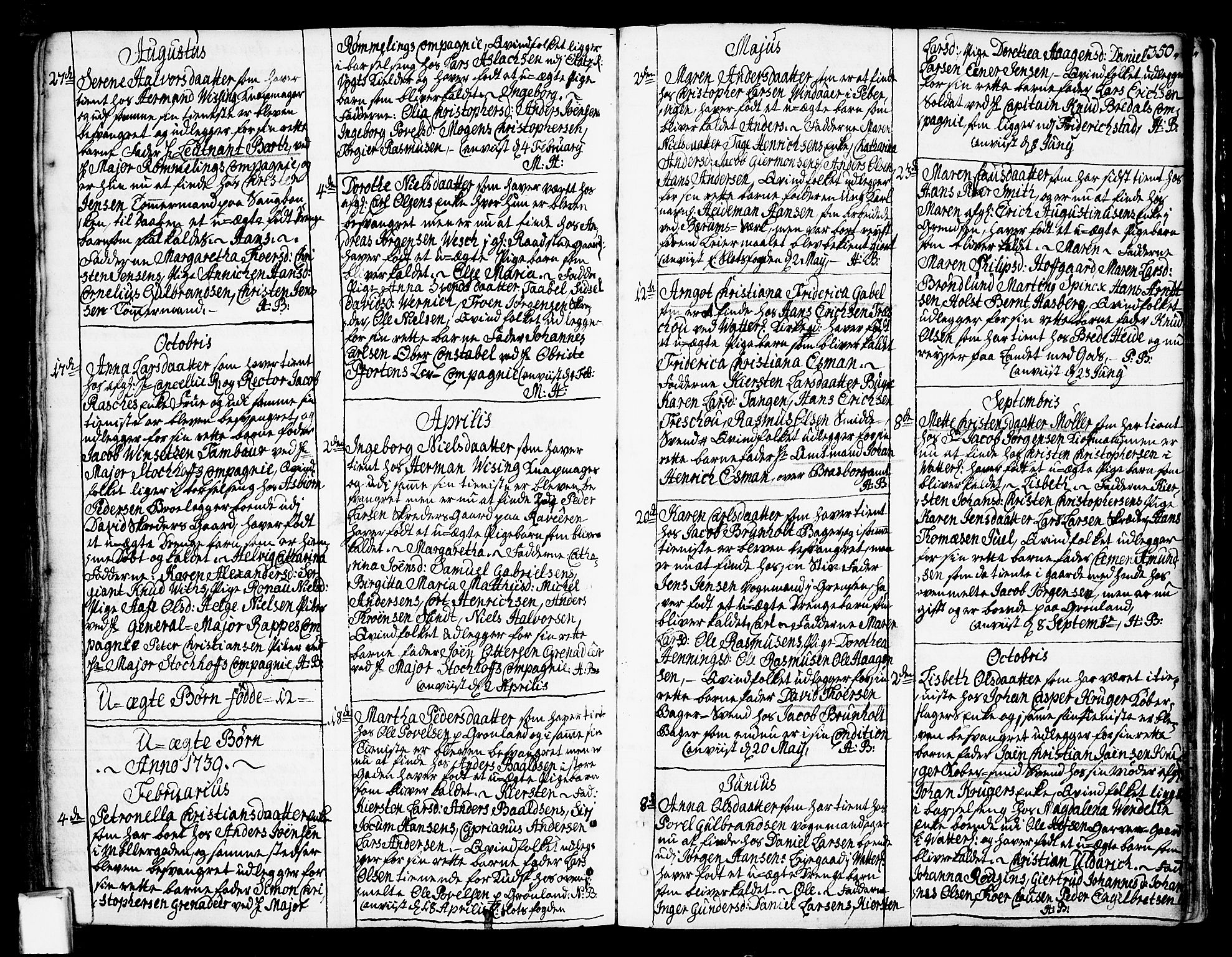 Oslo domkirke Kirkebøker, SAO/A-10752/F/Fa/L0003: Parish register (official) no. 3, 1731-1743, p. 350