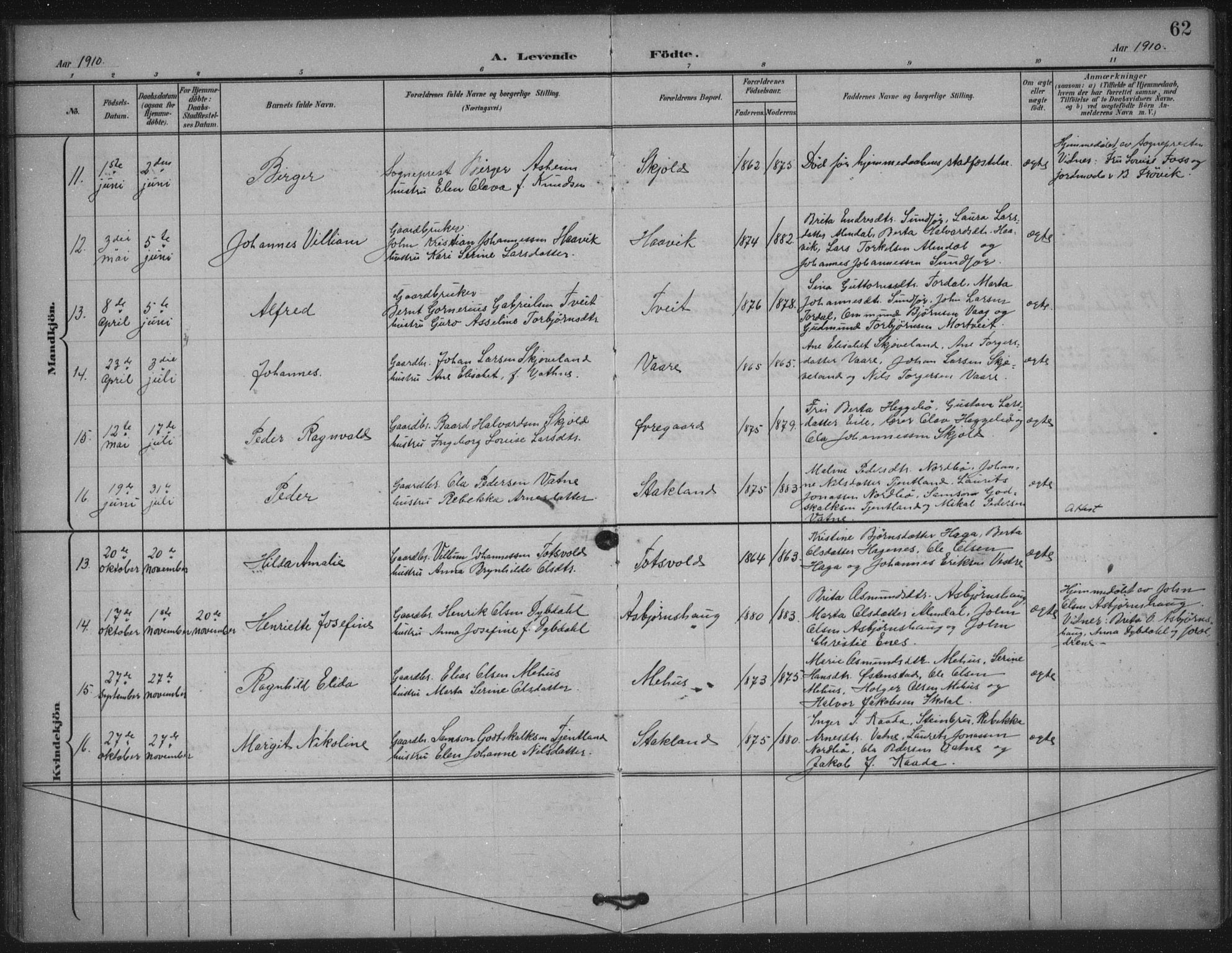 Skjold sokneprestkontor, AV/SAST-A-101847/H/Ha/Haa/L0011: Parish register (official) no. A 11, 1897-1914, p. 62