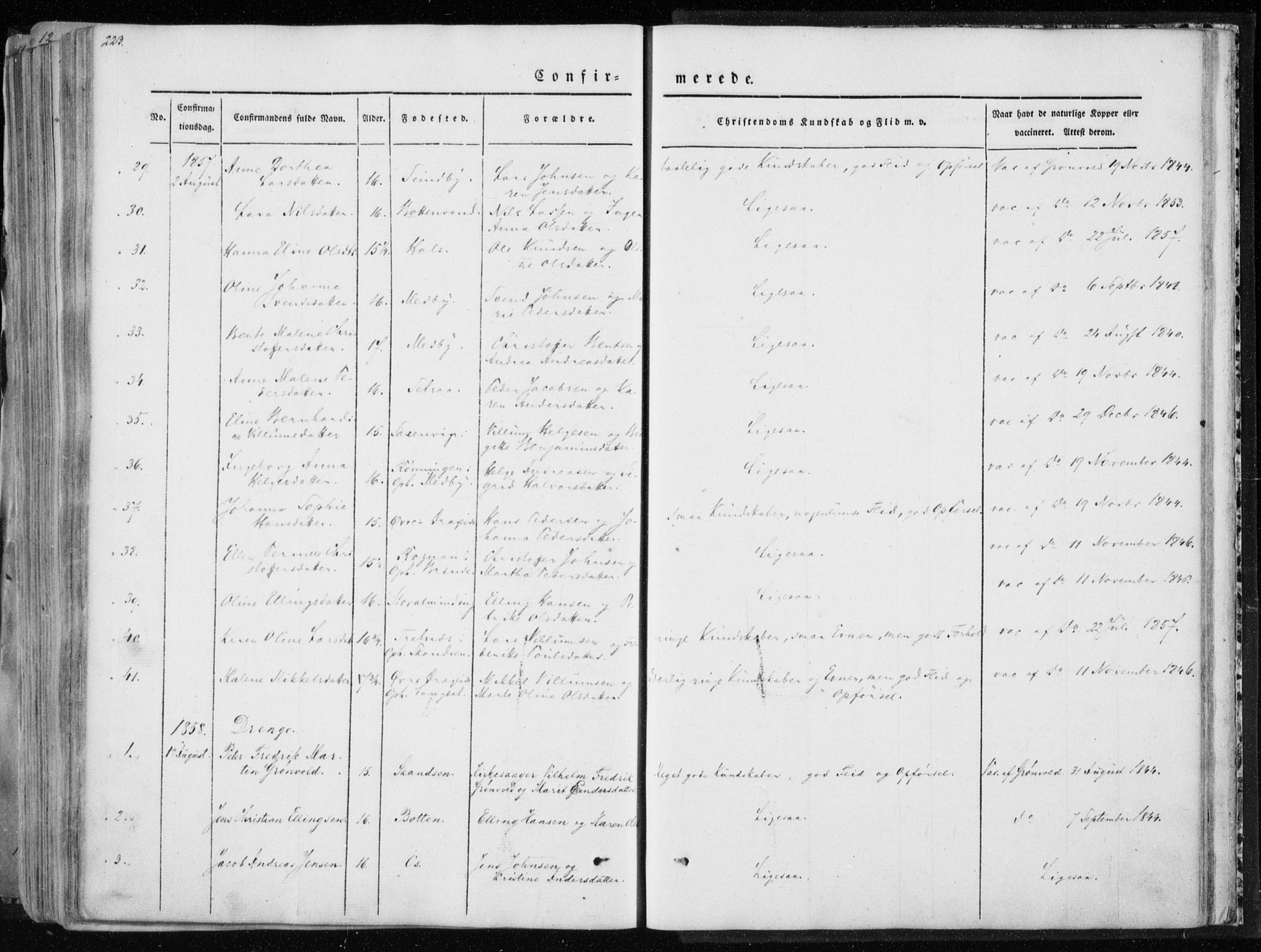 Ministerialprotokoller, klokkerbøker og fødselsregistre - Nordland, AV/SAT-A-1459/847/L0666: Parish register (official) no. 847A06, 1842-1871, p. 223