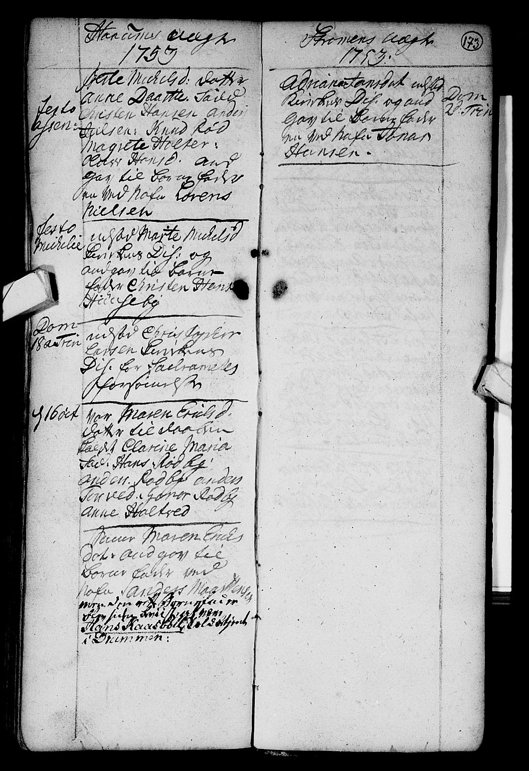 Hurum kirkebøker, AV/SAKO-A-229/F/Fa/L0002: Parish register (official) no. 2, 1733-1757, p. 173